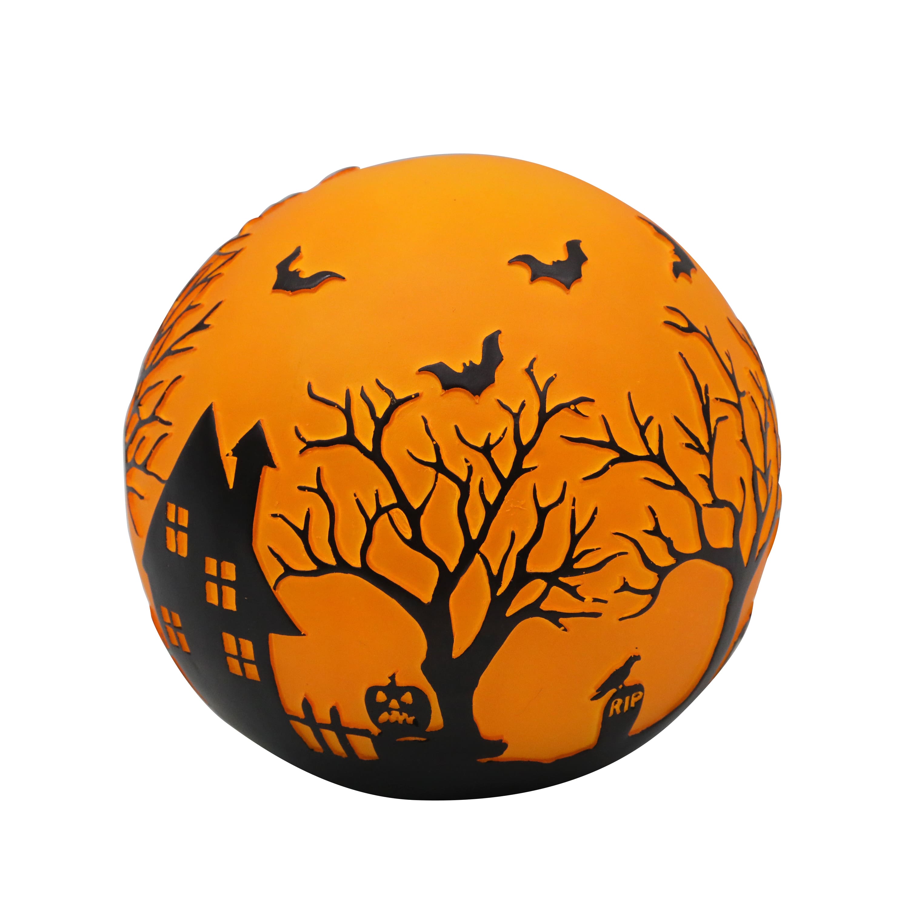 6.75&#x22; Orange &#x26; Black Haunted House Ball LED Tabletop D&#xE9;cor by Ashland&#xAE;