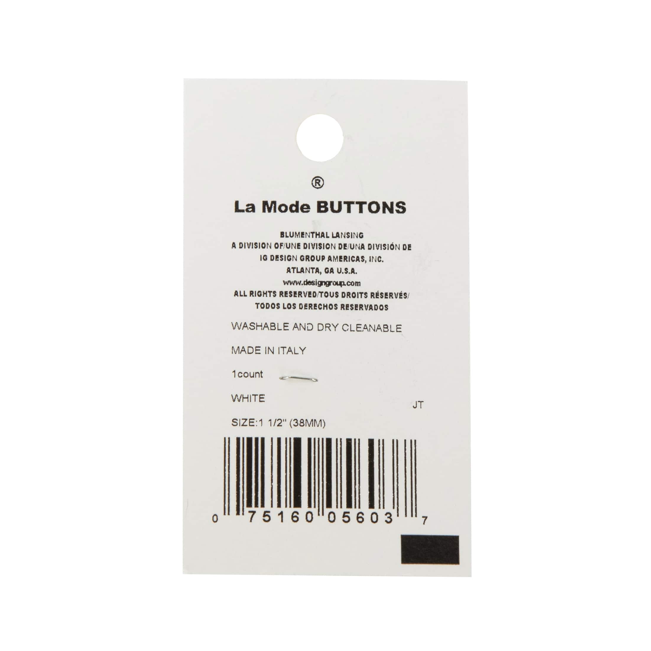 LaMode&#xAE; 1.5&#x22; White Faceted Shank Button