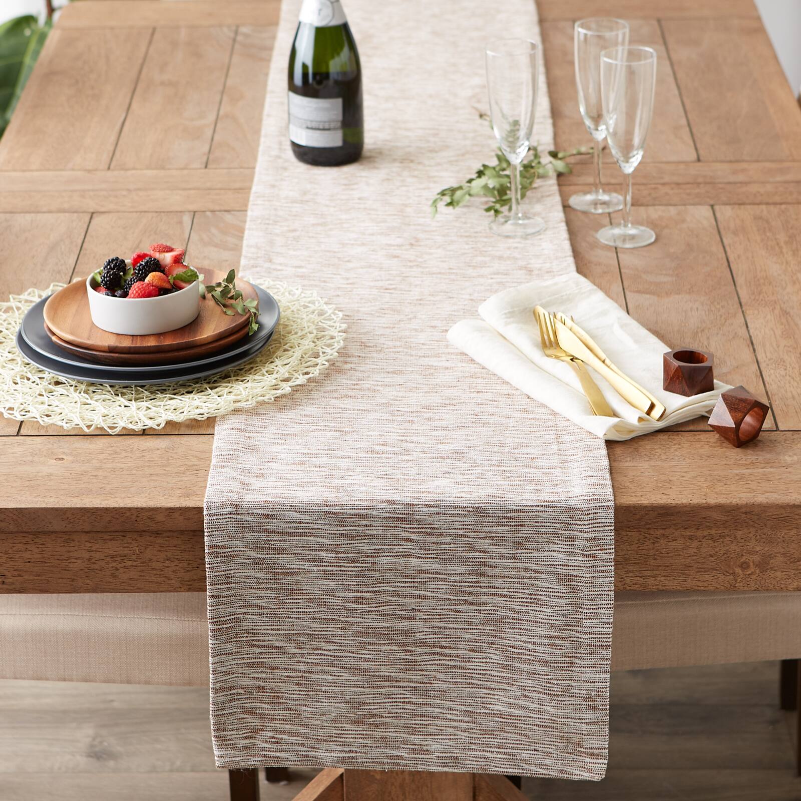 DII® 72" Tonal Recycled Cotton Slubby Rib Table Runner