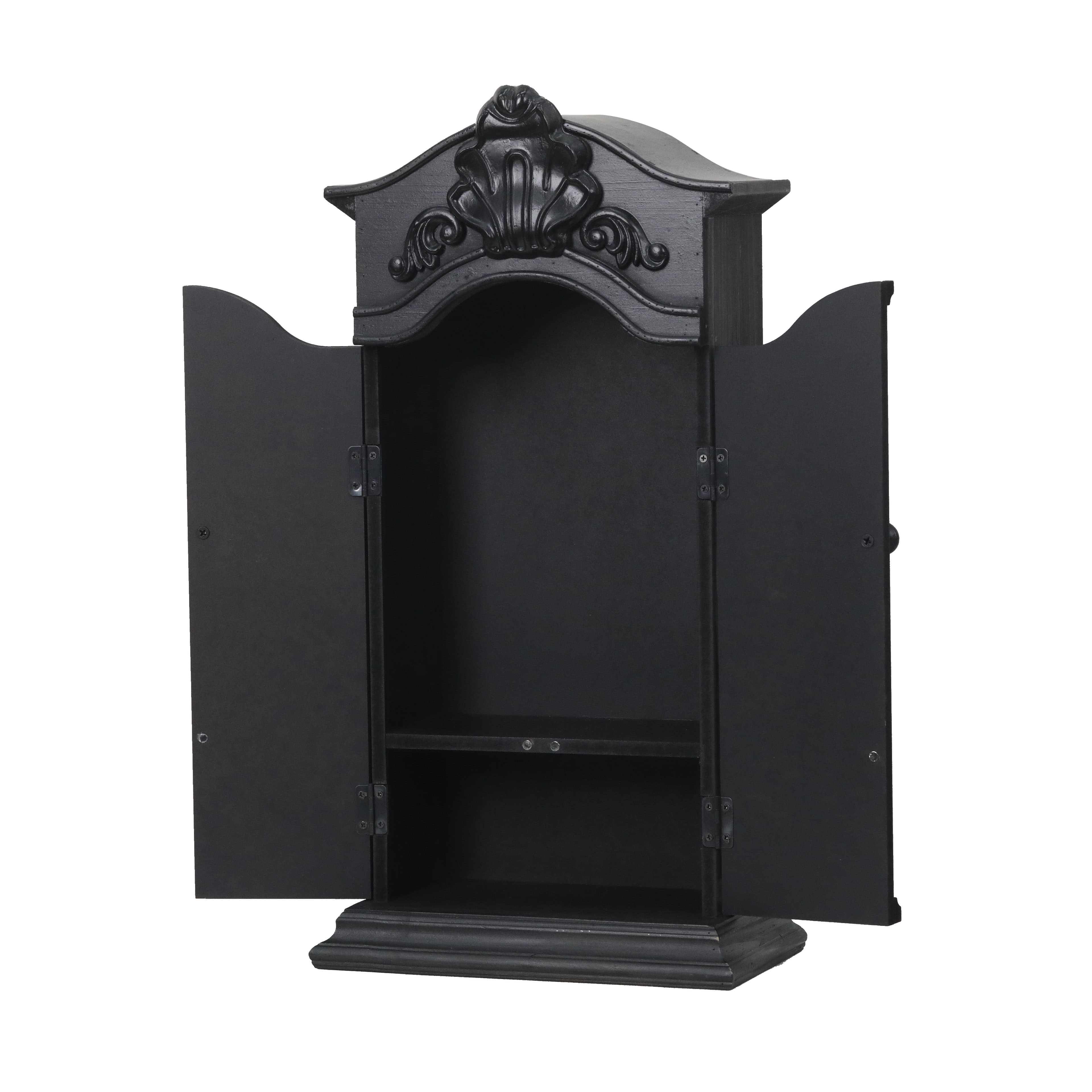 21&#x22; Black Brocade Skull Cabinet Shelf Tabletop D&#xE9;cor by Ashland&#xAE;