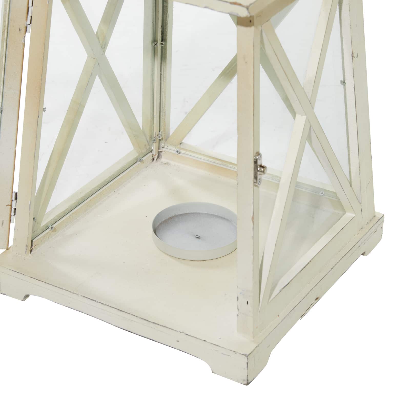 Set of 2&#x22; White Wood Coastal Lantern, 19&#x22;, 12&#x22;