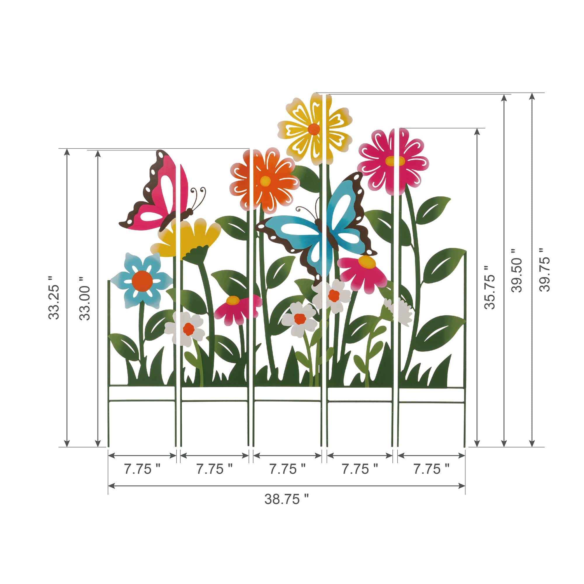 Glitzhome&#xAE; 3.5ft. 5 Piece Metal Flowers Silhouette Yard Stake