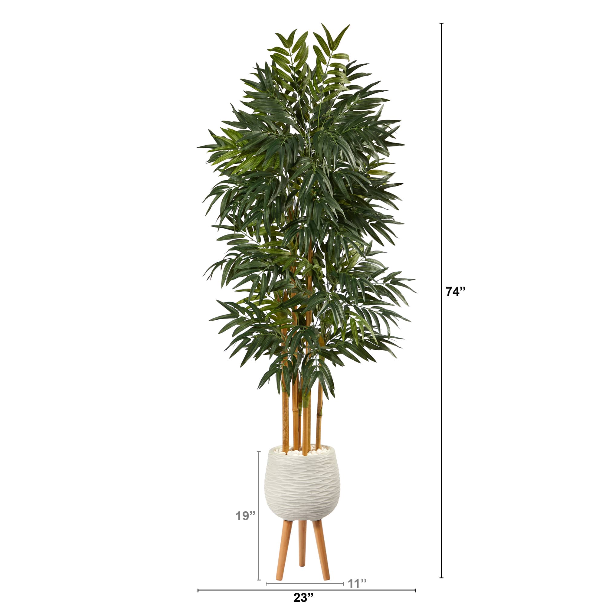 74" Phoenix Palm Tree in White Planter with Stand