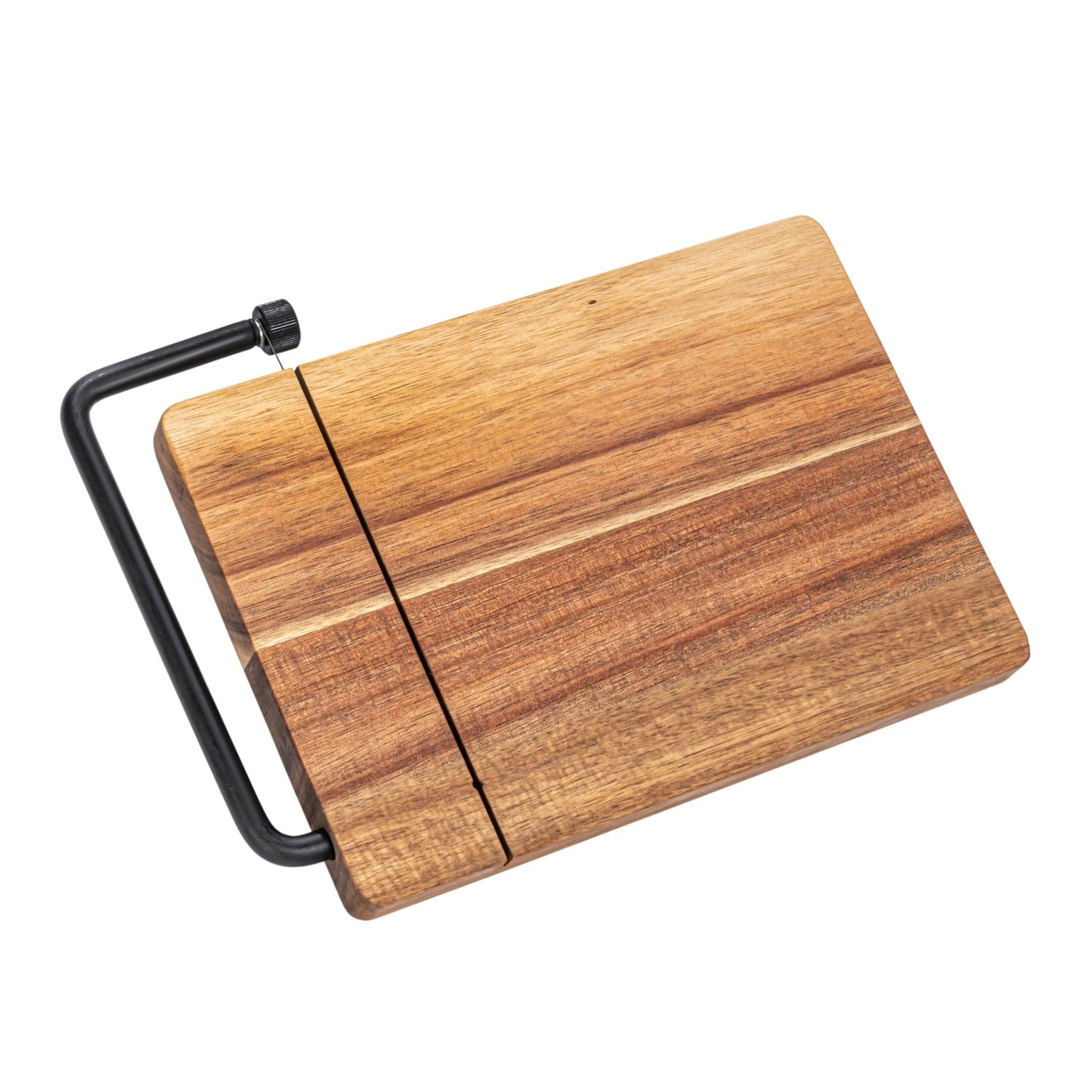 Natural &#x26; Black Acacia Wood &#x26; Stainless Steel Cheese Slicer