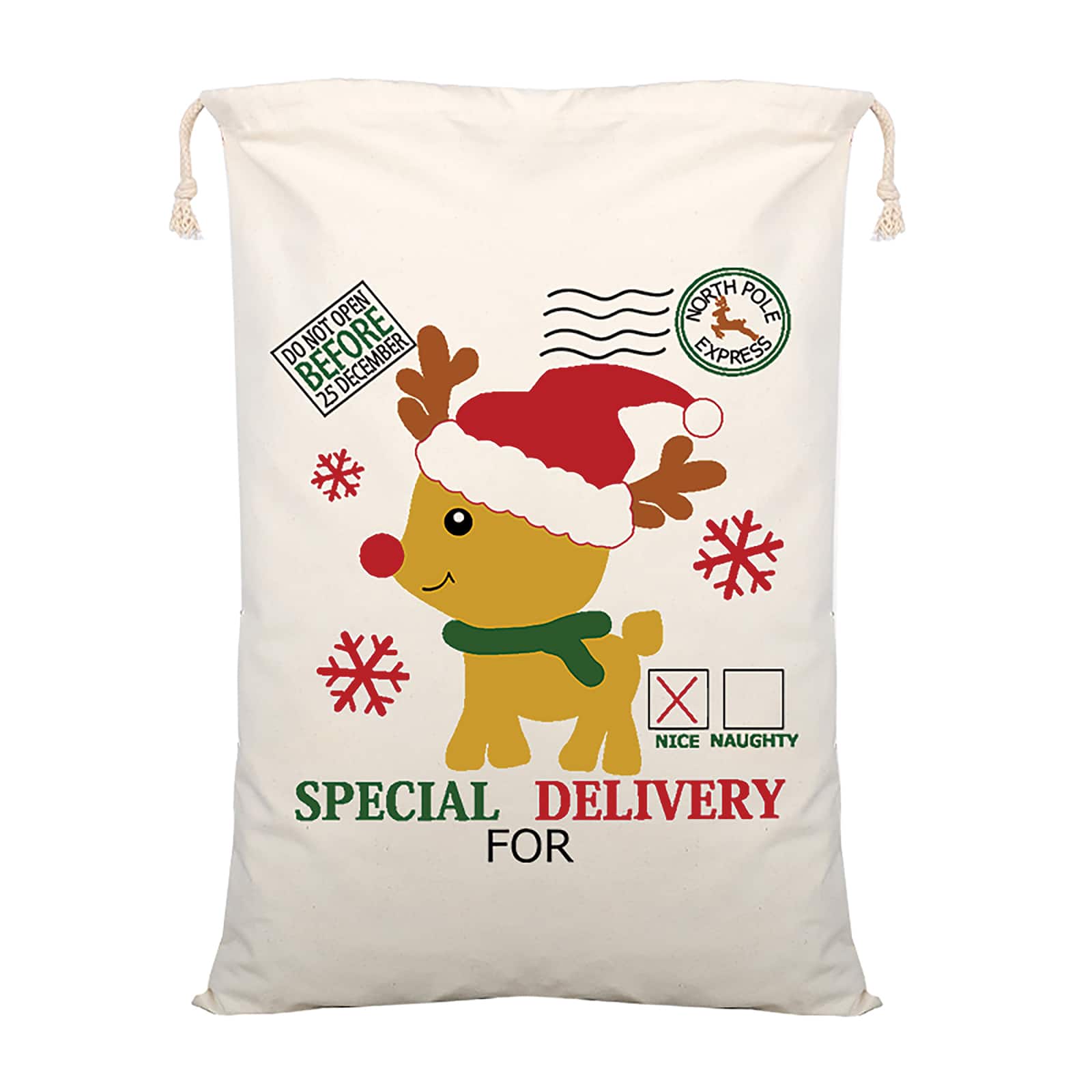 Personality Case&#x2122; 19&#x22; x 26&#x22; Baby Reindeer Delivery Christmas Cotton Sack