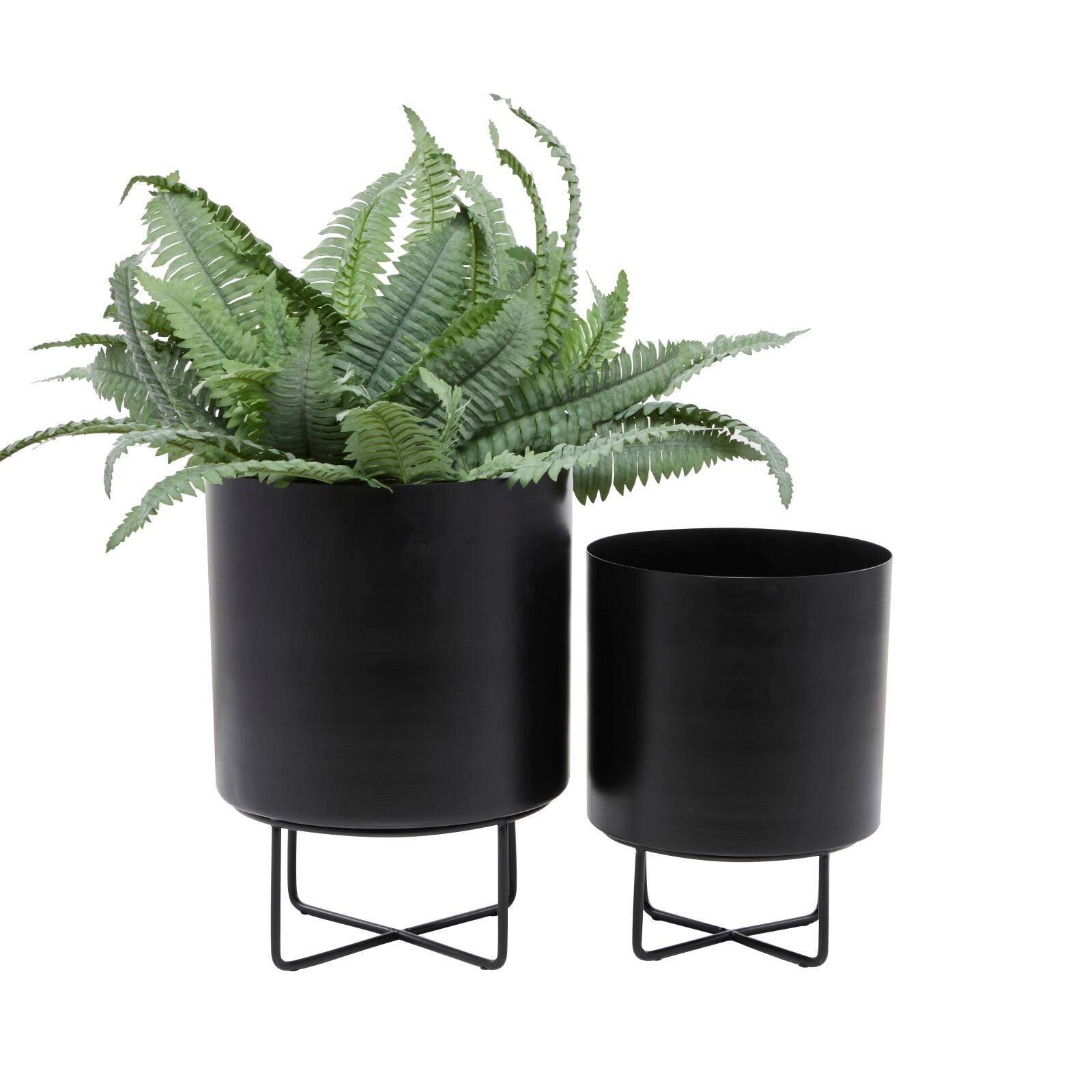 Black Modern Planter, Set of 2" 16", 13"