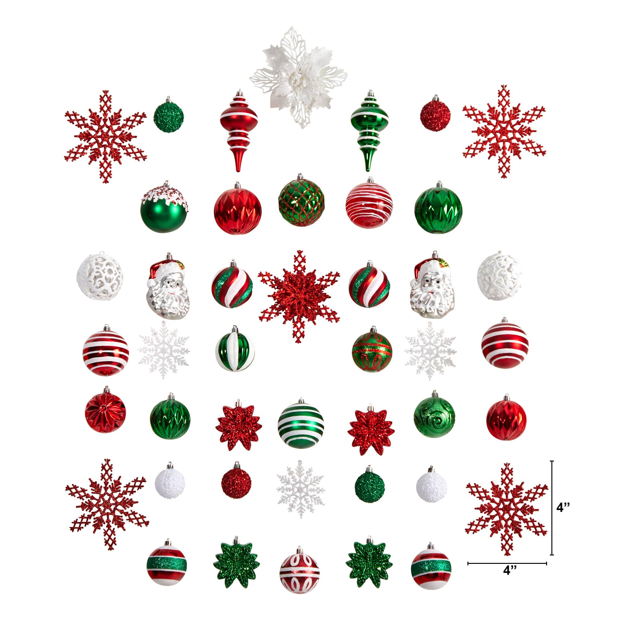 70ct. Holiday Deluxe Shatterproof Christmas Tree Ornament Box Set