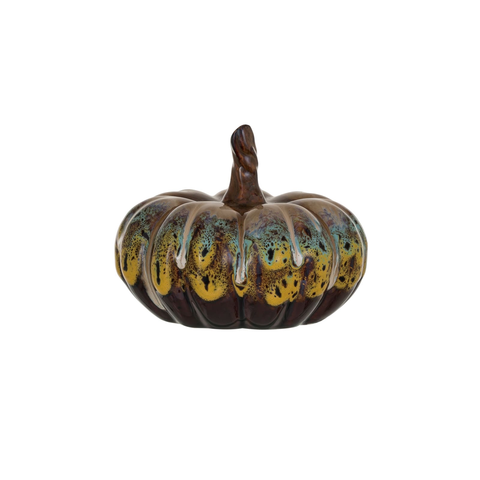 Hello Honey® 3.75" Multicolor Stoneware Pumpkin Décor with Reactive Glaze