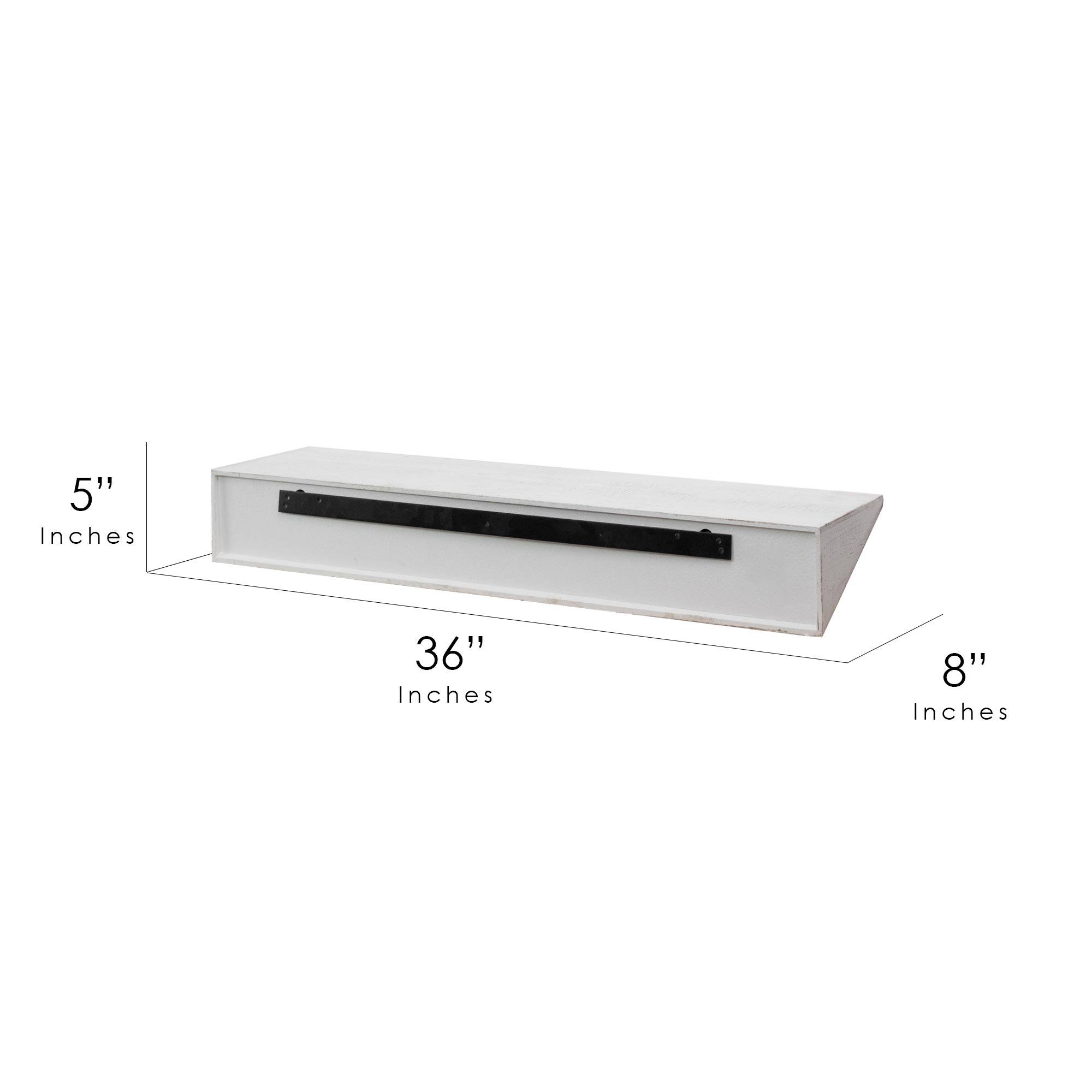 Large White Wedge Wood Floating Wall Shelf