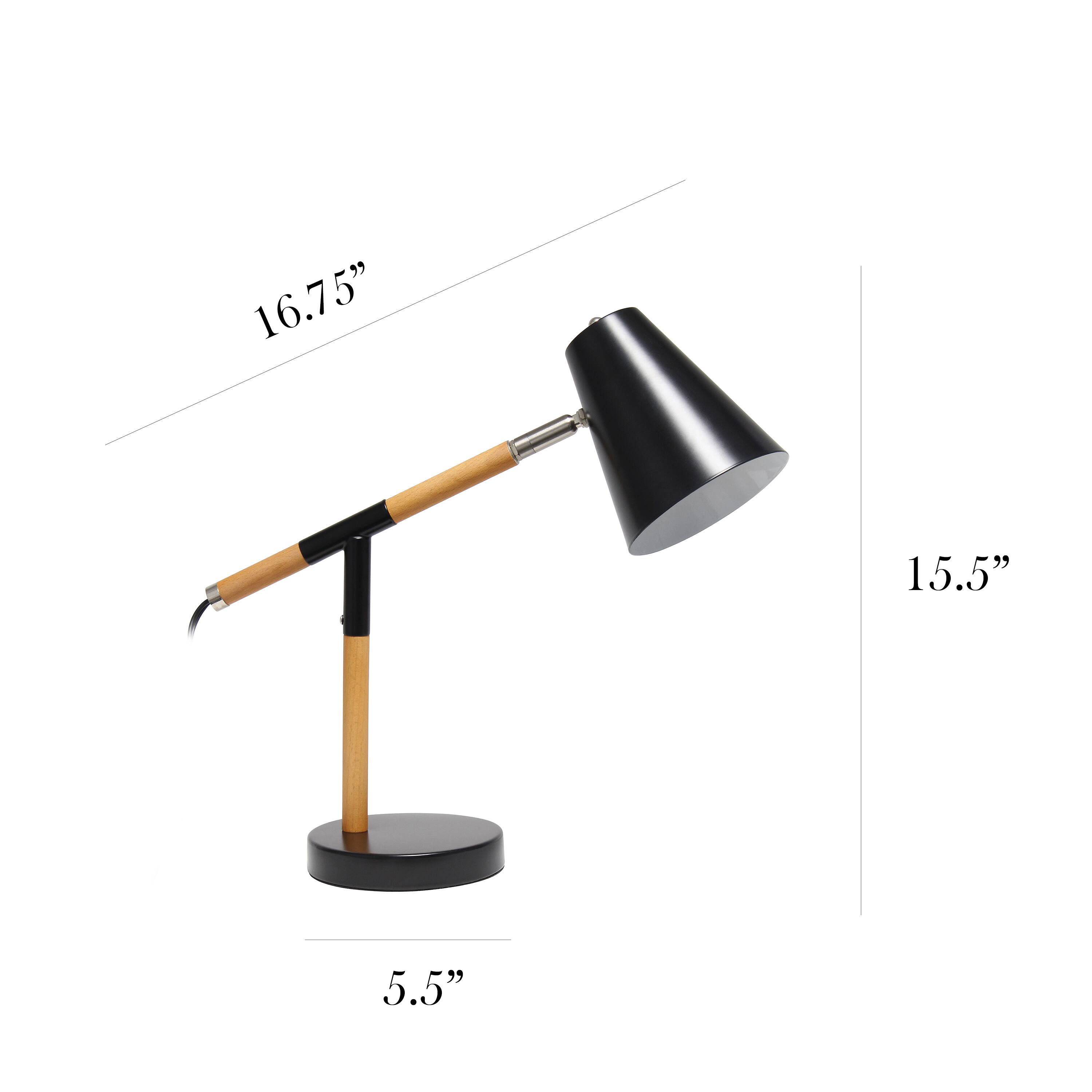 Simple Designs 16.7" Wooden Pivot Desk Lamp