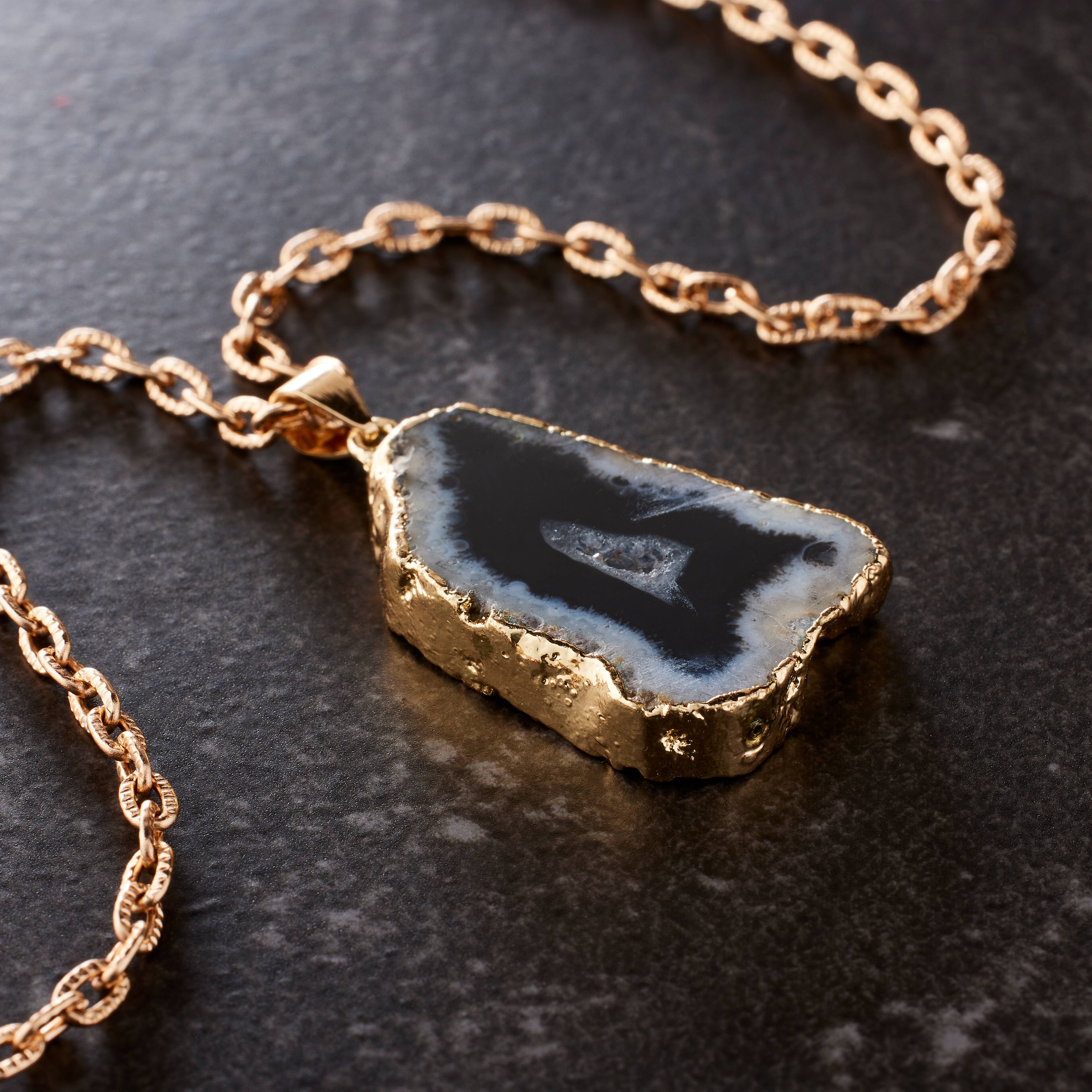 Black Druzy Agate Pendant by Bead Landing™
