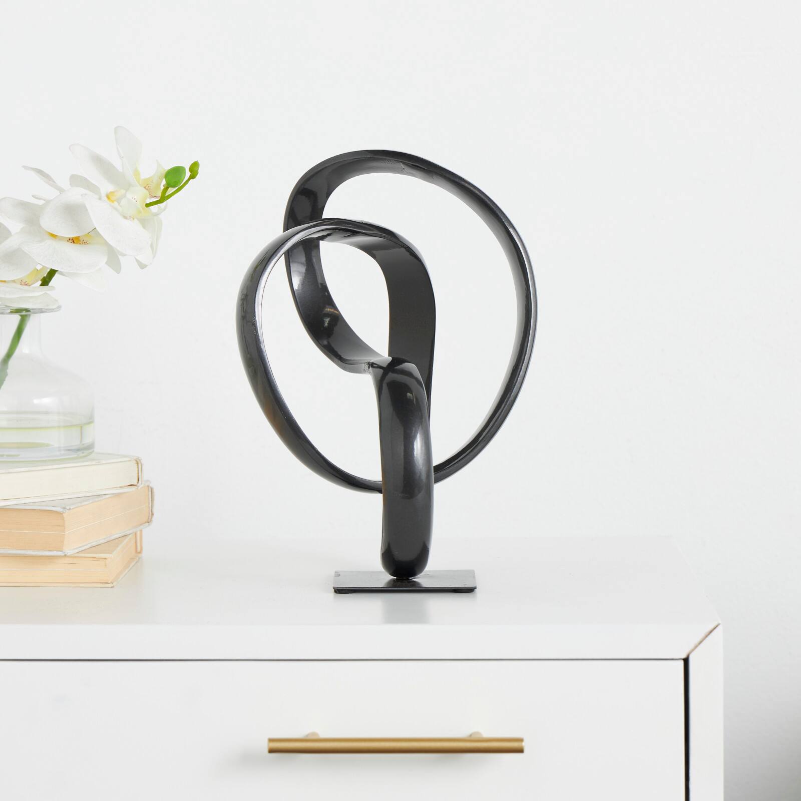 11.25" Dark Gray Aluminum Circular Abstract Sculpture Décor