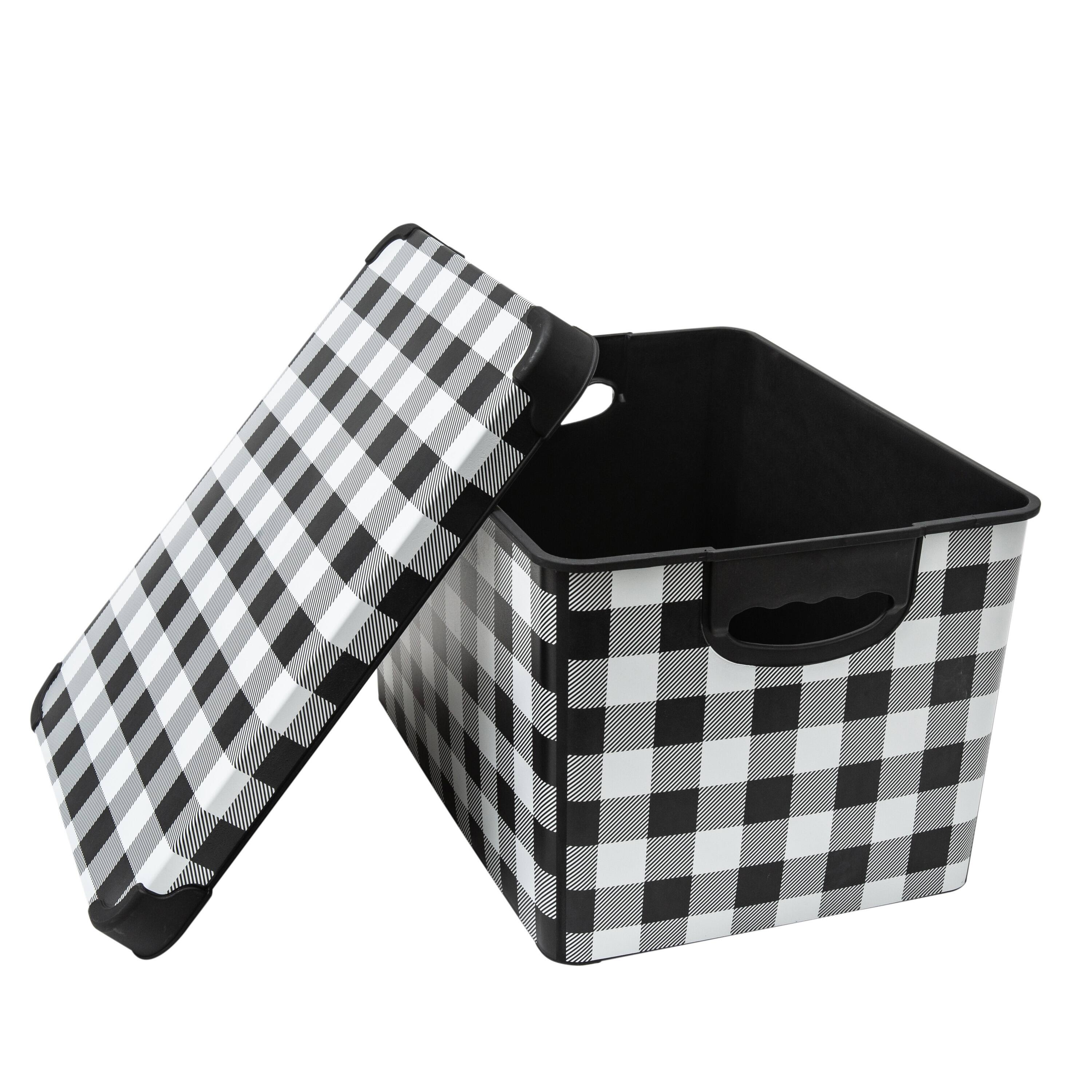 Simplify Checkered Black &#x26; White Storage Tote Bin