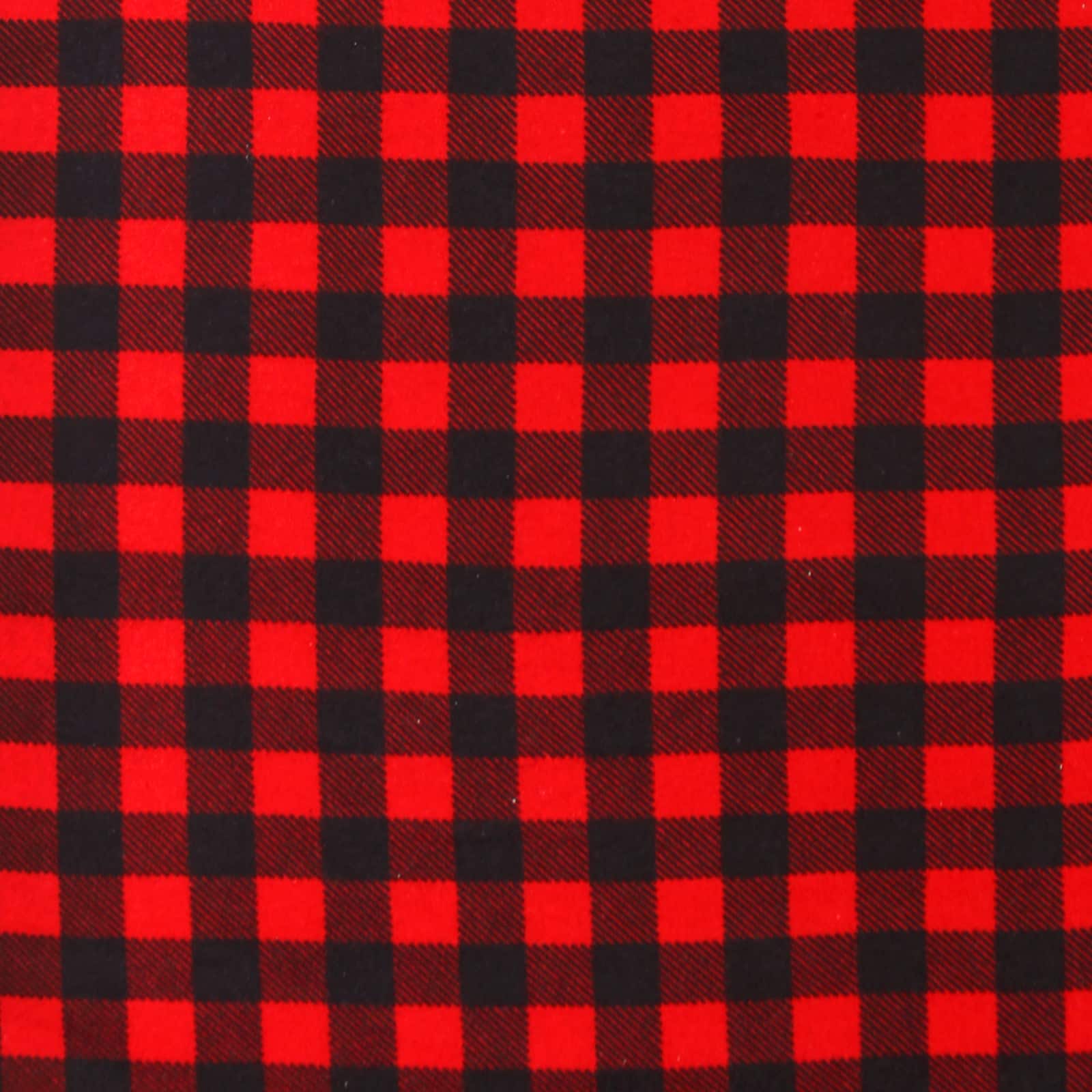 Camelot Fabrics Black & Red Plaid Flannel Fabric