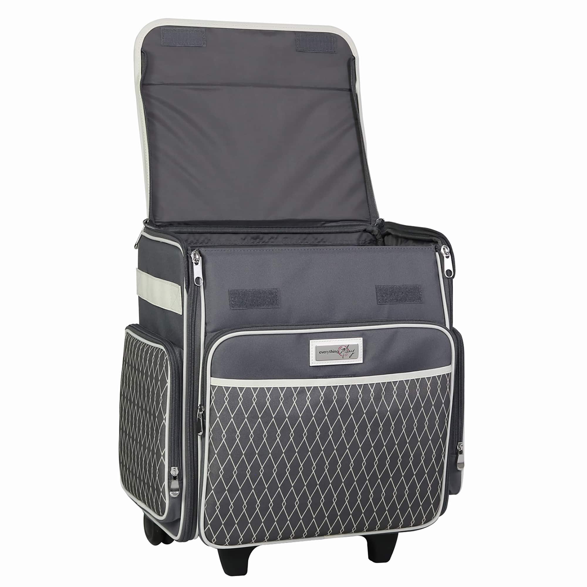Everything Mary Gray & White Diamond Rolling Scrapbook Travel Case