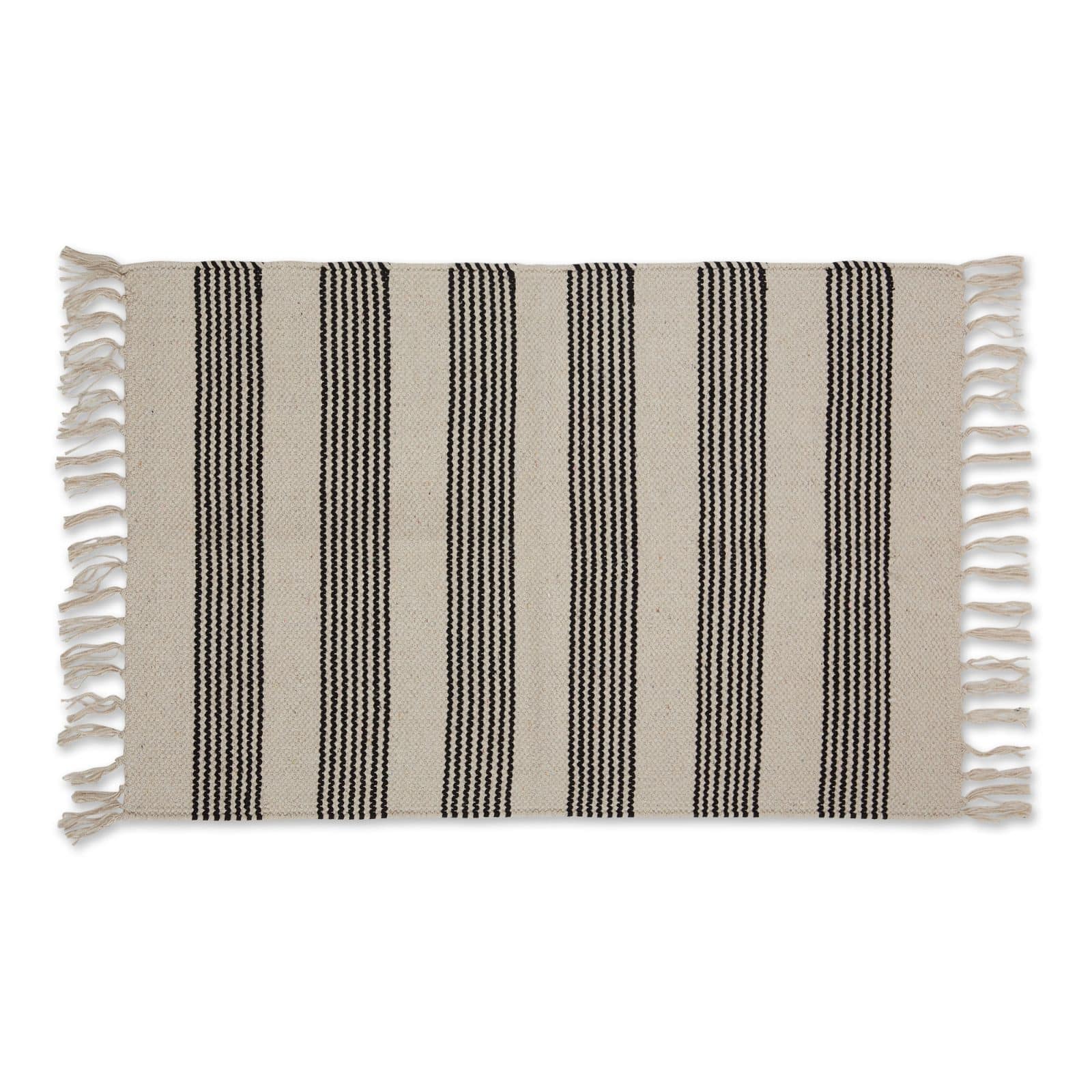 DII® Black Ticking Stripe Hand-Loomed Rug, 2ft. x 3ft.