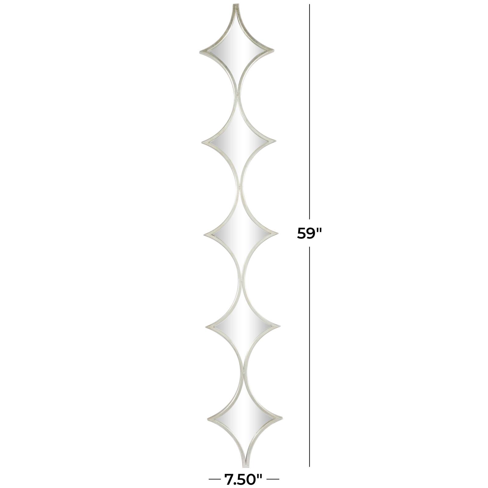 Silver Metal Slim Stacked Chain 5 Layer Wall Mirror with Half Moon Pattern 8" x 1" x 59"