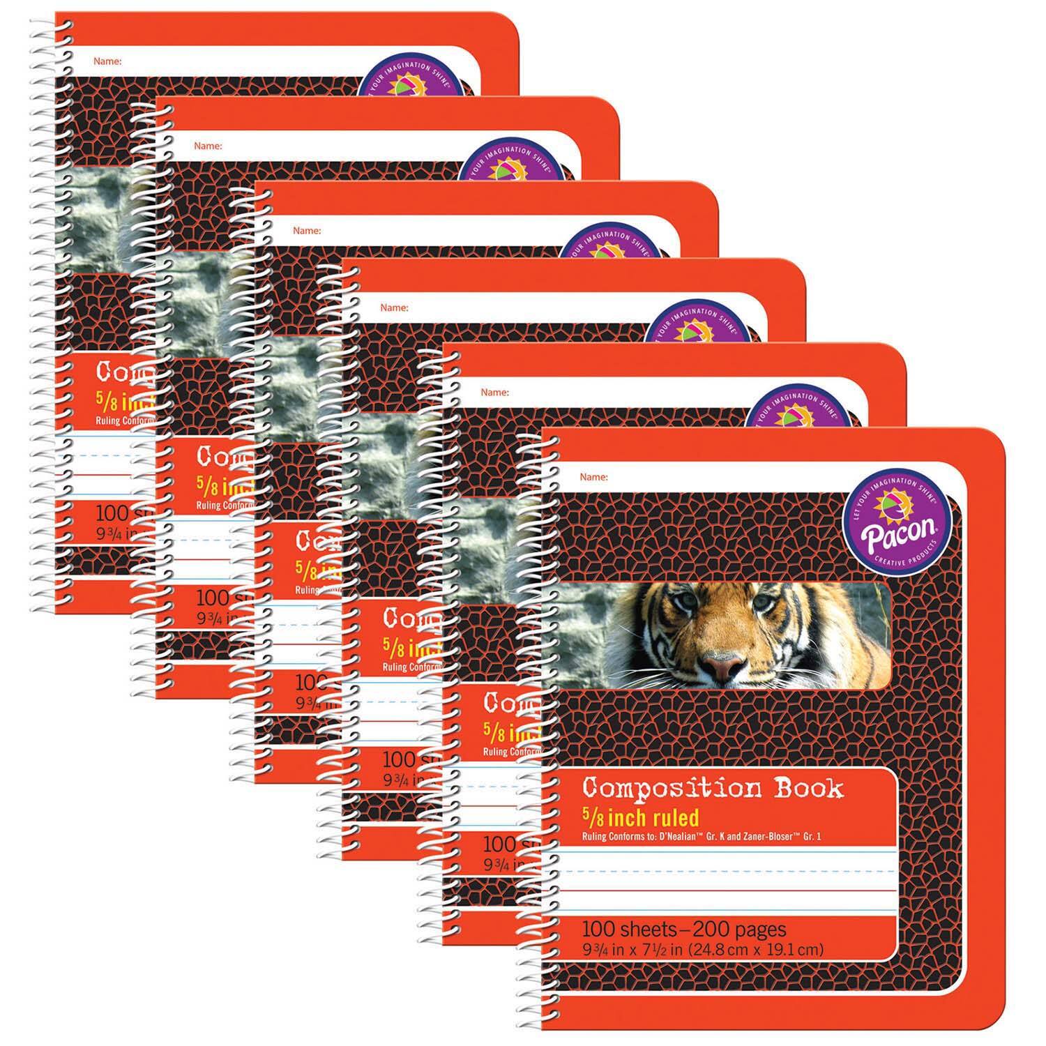 Pacon® 5/8" Ruled Spiral Bound Primary Composition Book, 6ct.