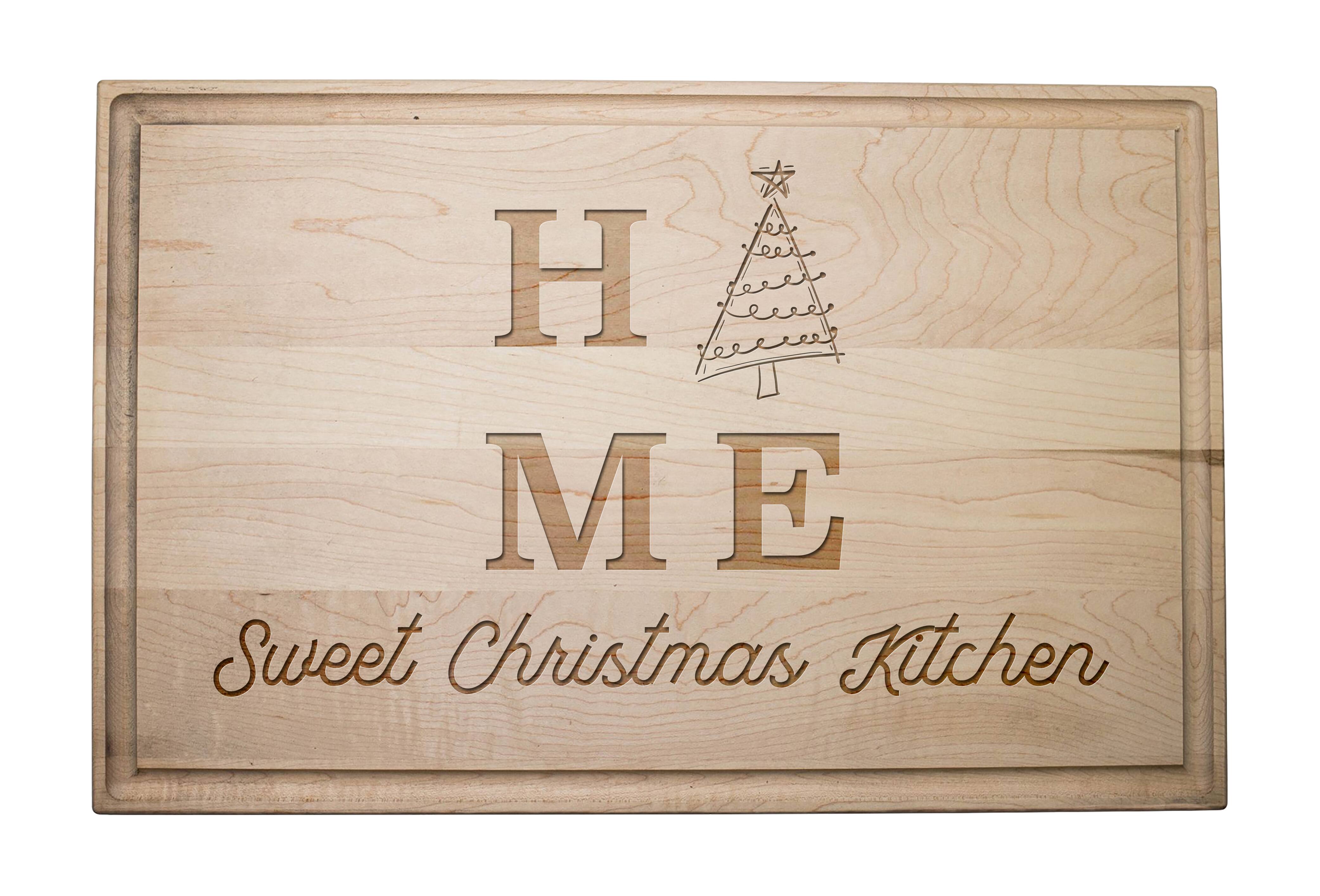 17" x 11" Sweet Christmas Kitchen Maple Cutting Board