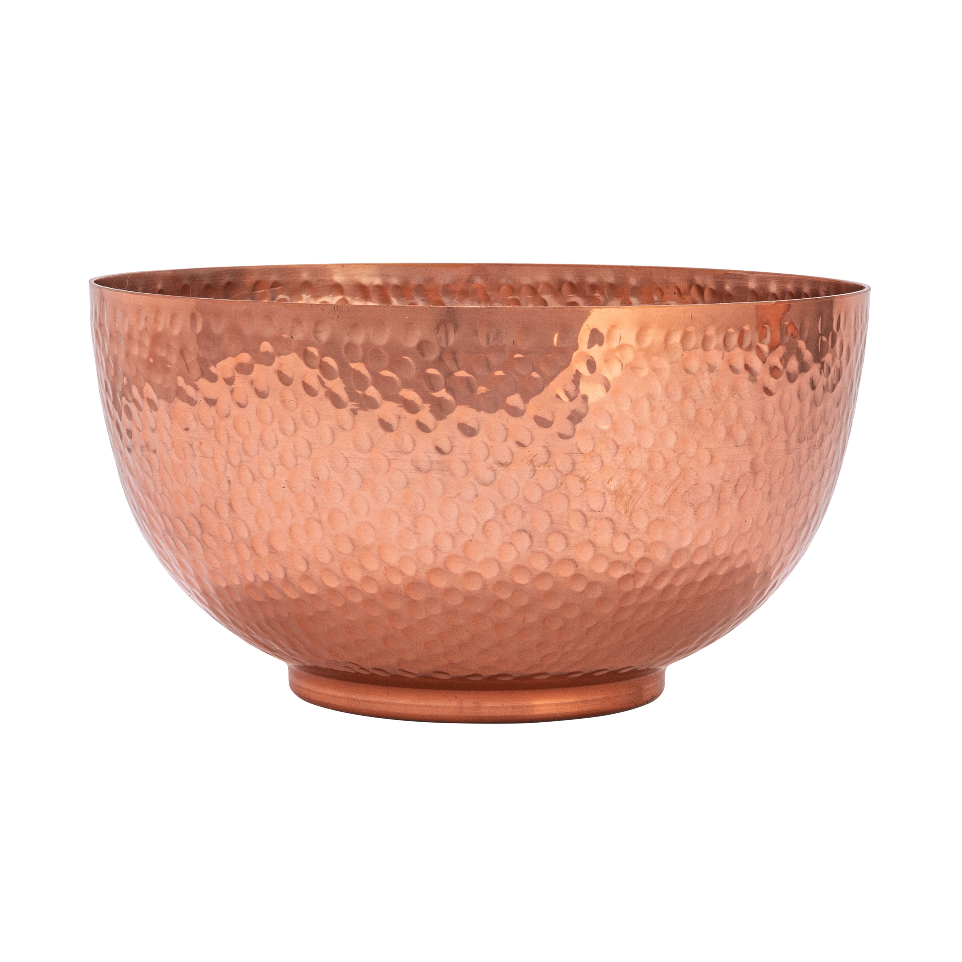 Copper Finish Round Hammered Metal Bowl Set