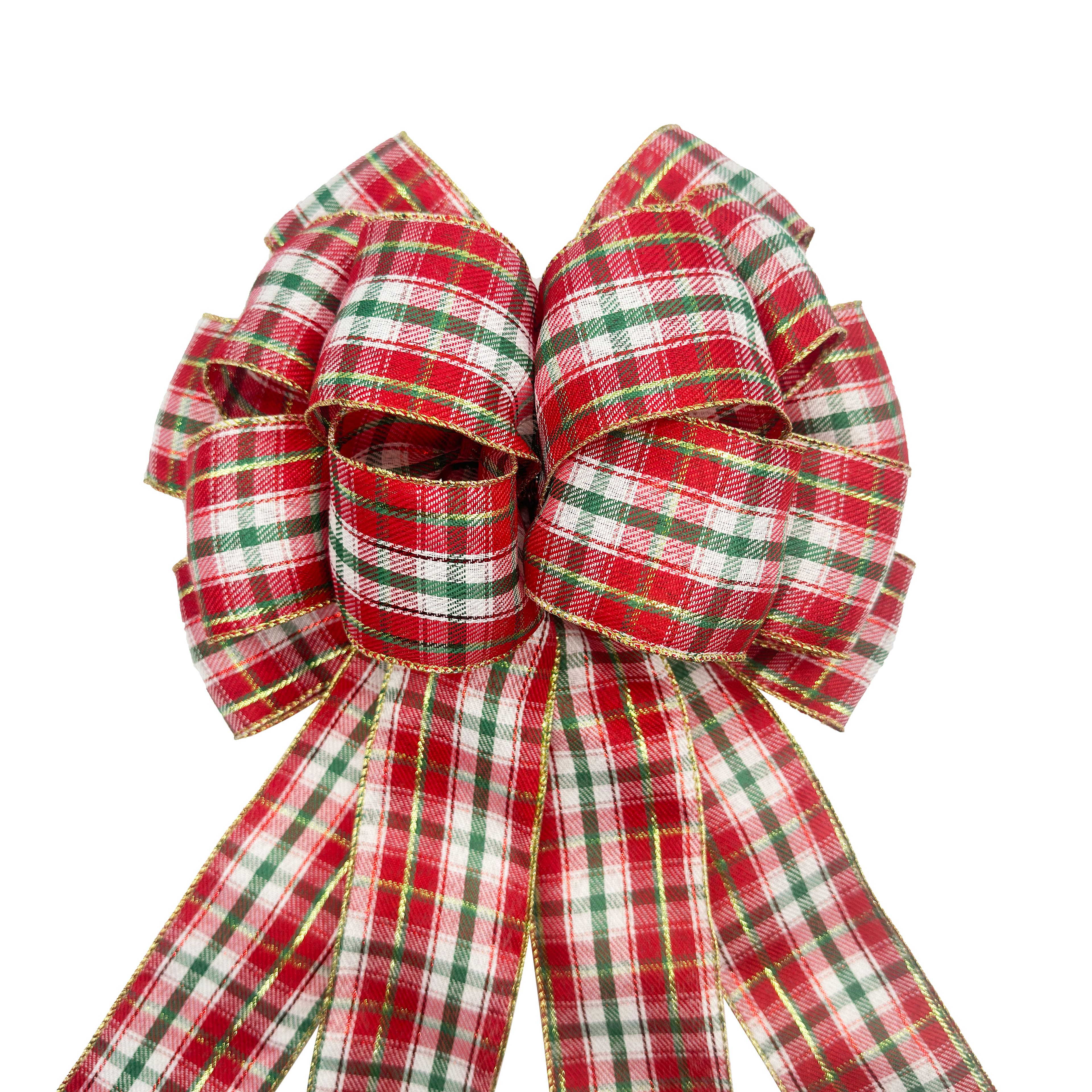 20.5&#x22; Red, White &#x26; Green Plaid Tree Bow by Celebrate It&#xAE;