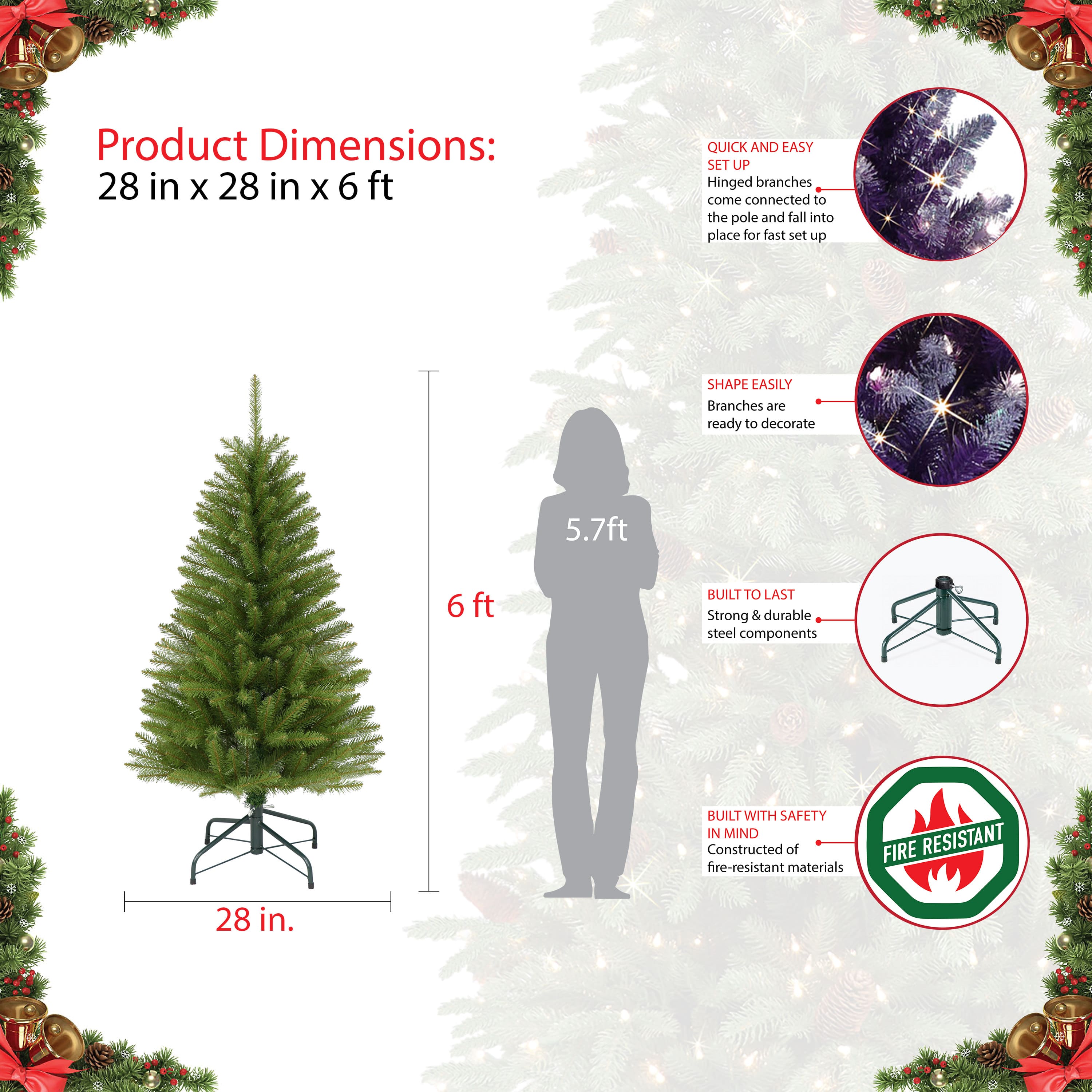 6ft. Unlit Pencil Fraser Fir Artificial Christmas Tree