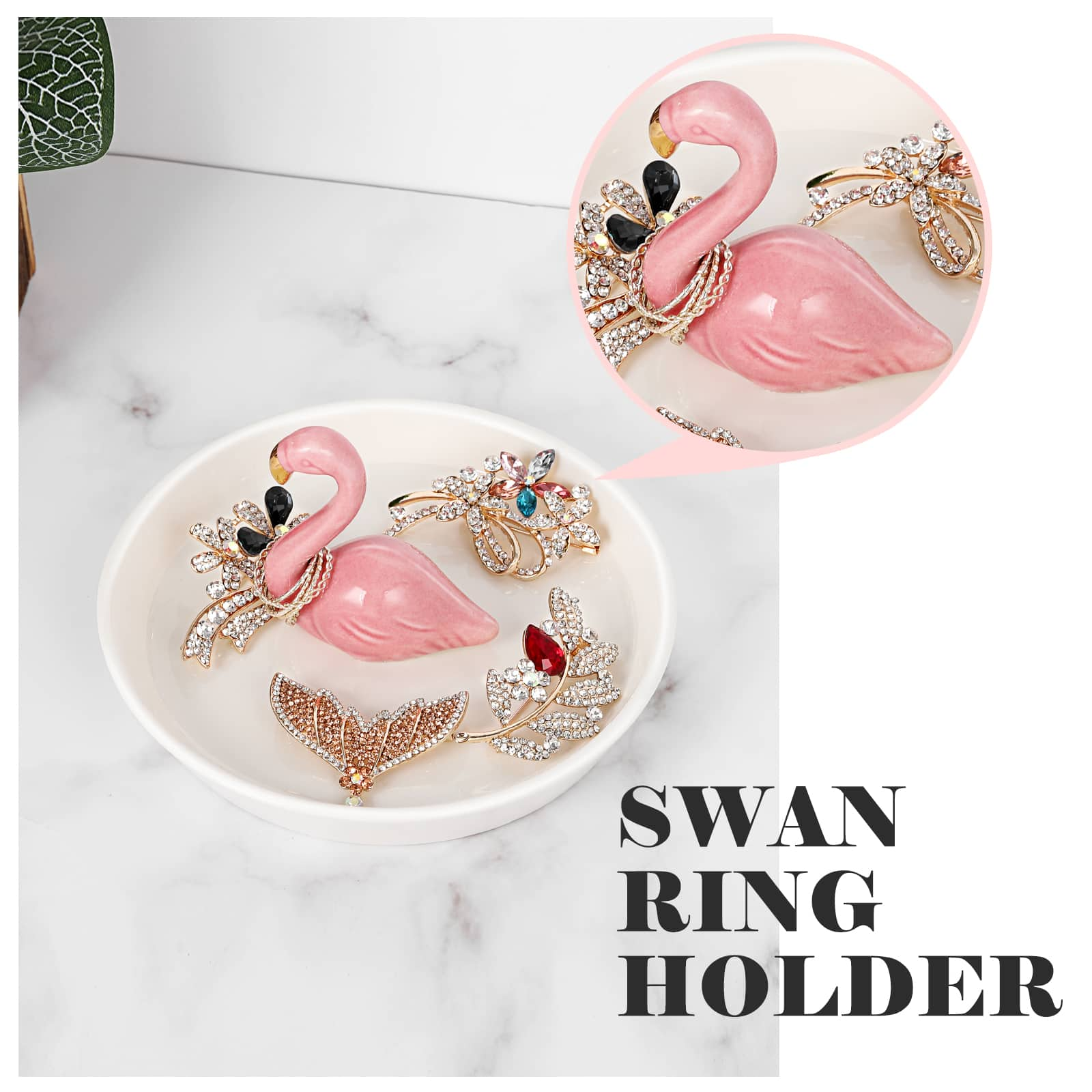 NEX&#x2122; 6&#x22; Flamingo Ring Dish Jewelry Tray Organizer