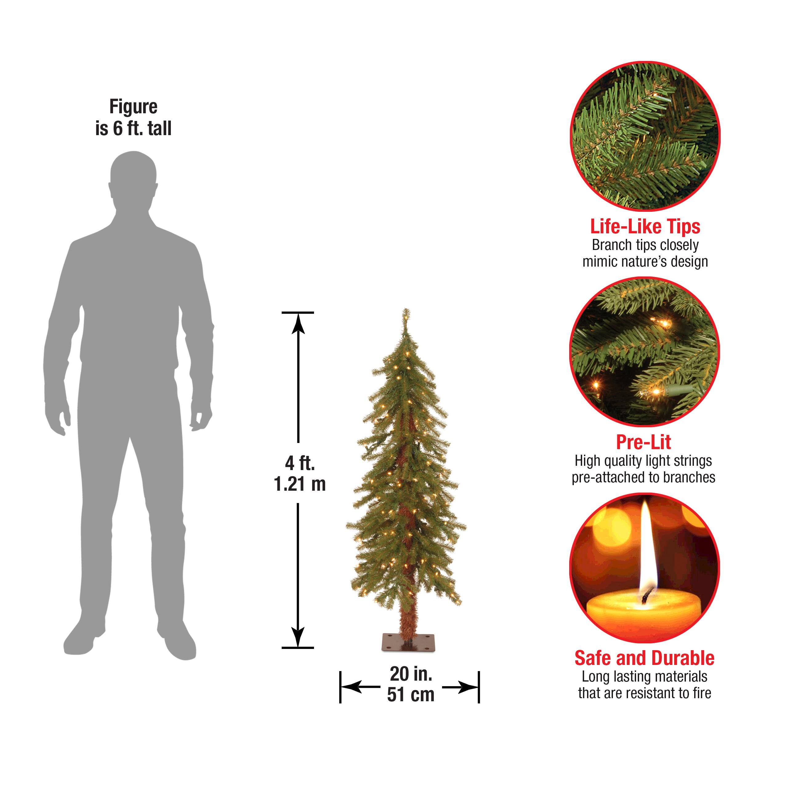 4 ft. Pre-Lit Hickory Cedar Artificial Christmas Tree, Clear Lights