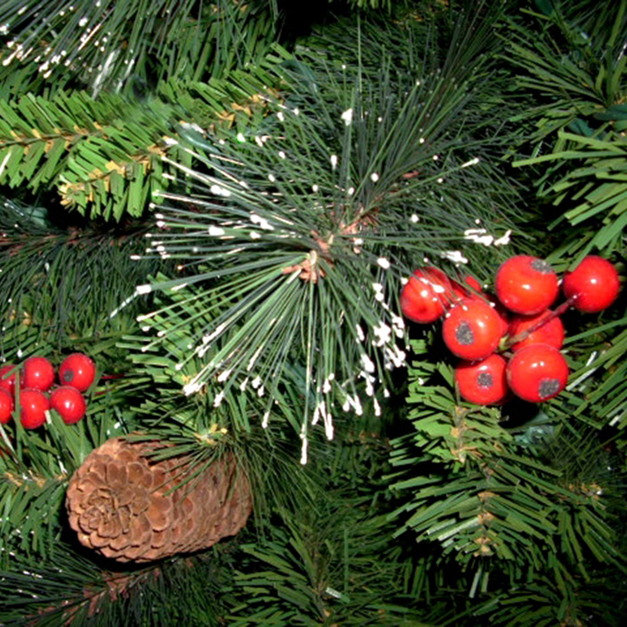2ft. Unlit Silver Bristle, Pinecones, Red Berries &#x26; Glitter Crestwood Spruce Artificial Christmas Tree in Bronze Pot
