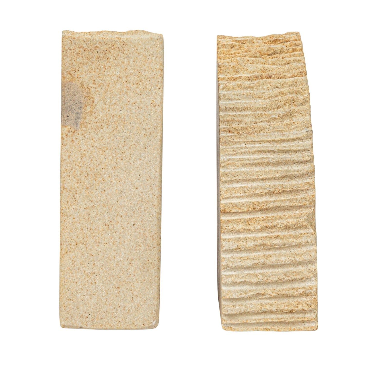 6&#x22; Natural Sandstone with Ribbed Edge Bookends Set