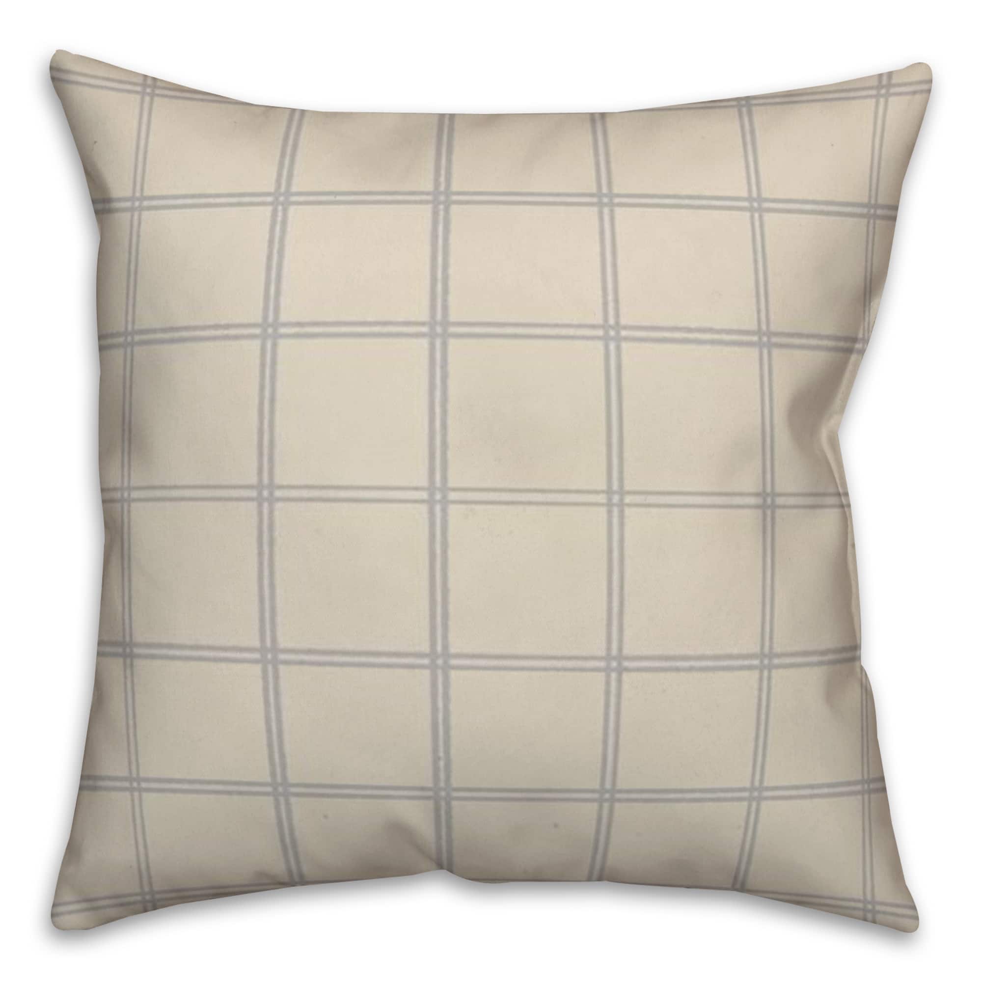 Cream & Gray Check Throw Pillow