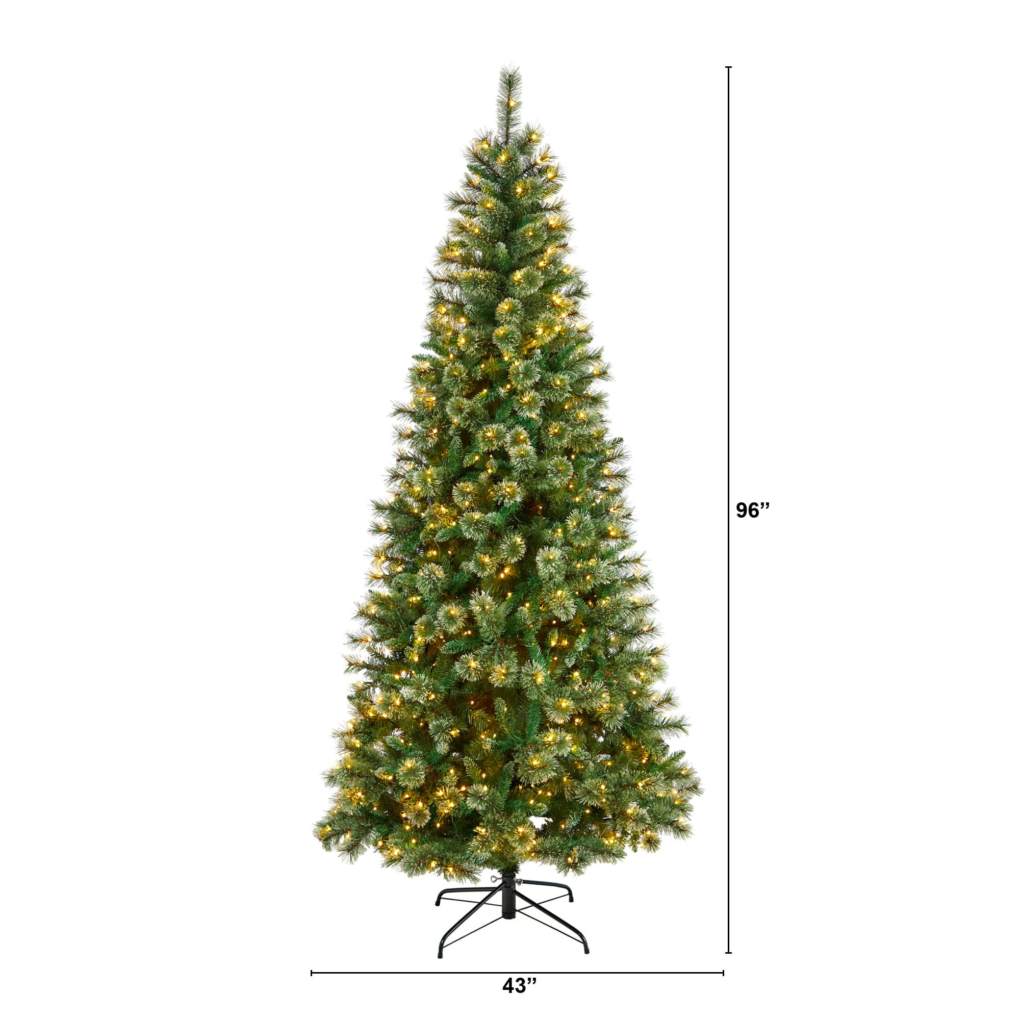 8ft. Pre-Lit Wisconsin Snow Tip Pine Artificial Christmas Tree, Clear LED Lights