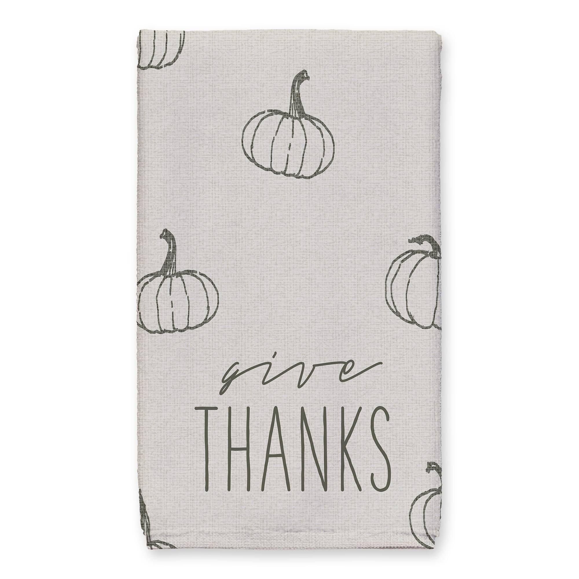 Give Thanks Gray Pumpkin Tea Towel Set