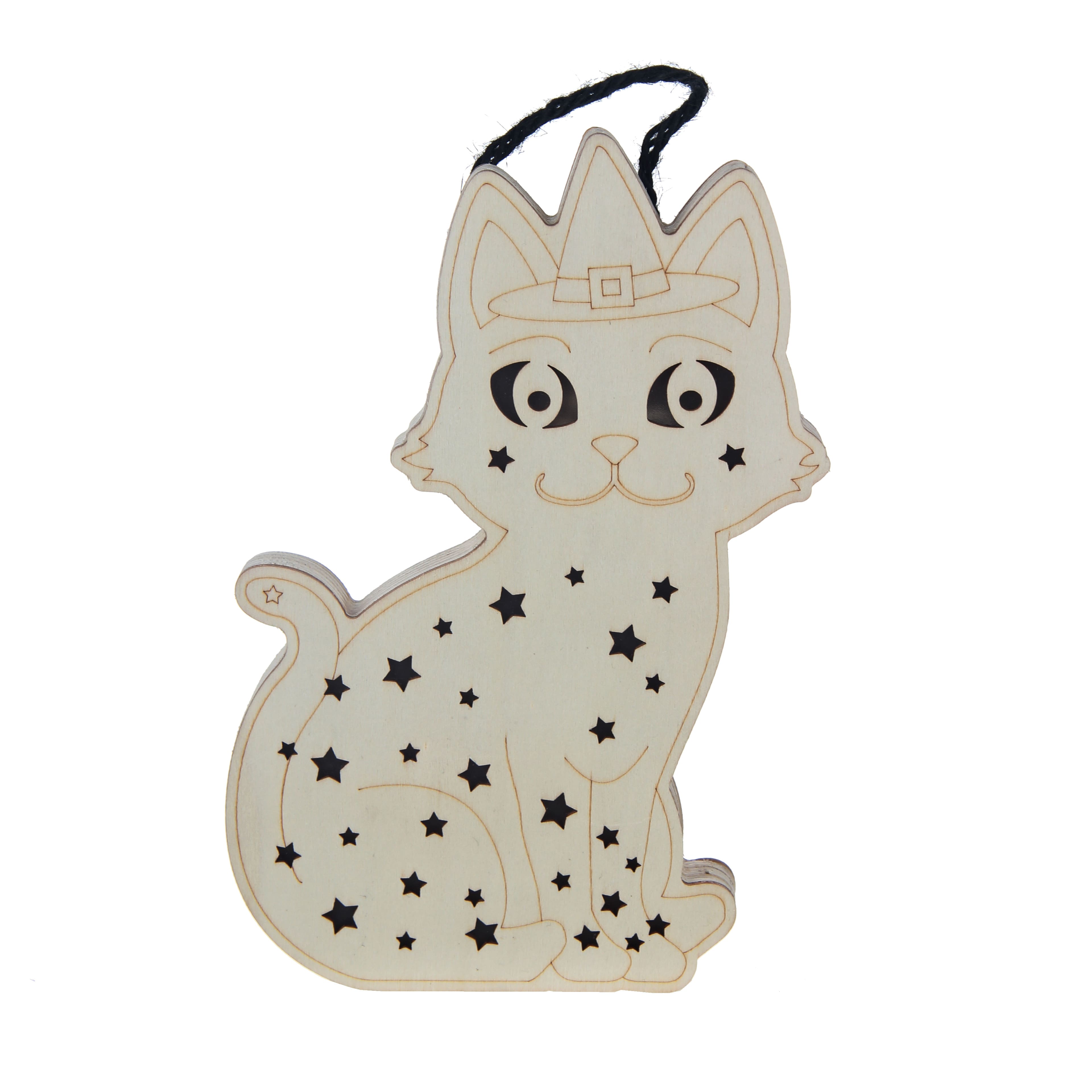 8.5&#x22; Witch Cat DIY LED Plywood D&#xE9;cor by Make Market&#xAE;