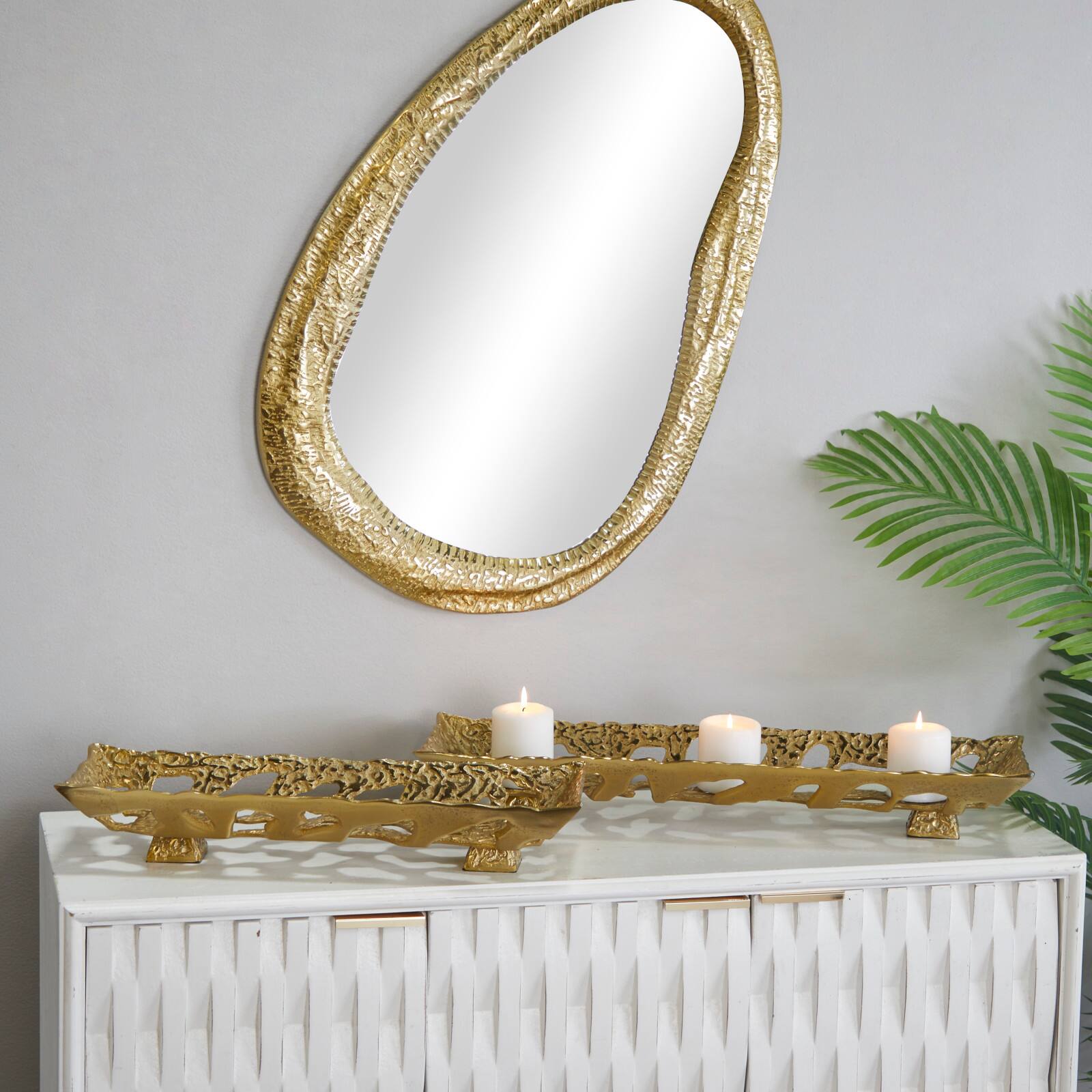 Gold Aluminum Contemporary Tray, Set of 2" 29", 23"