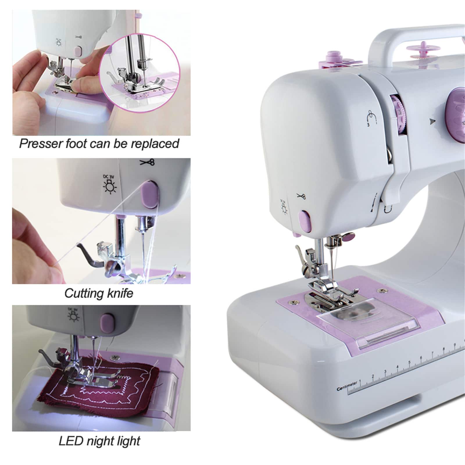 NEX&#x2122; Lavender Purple Modern Crafting Sewing Machine with 12 Built-In Stitches