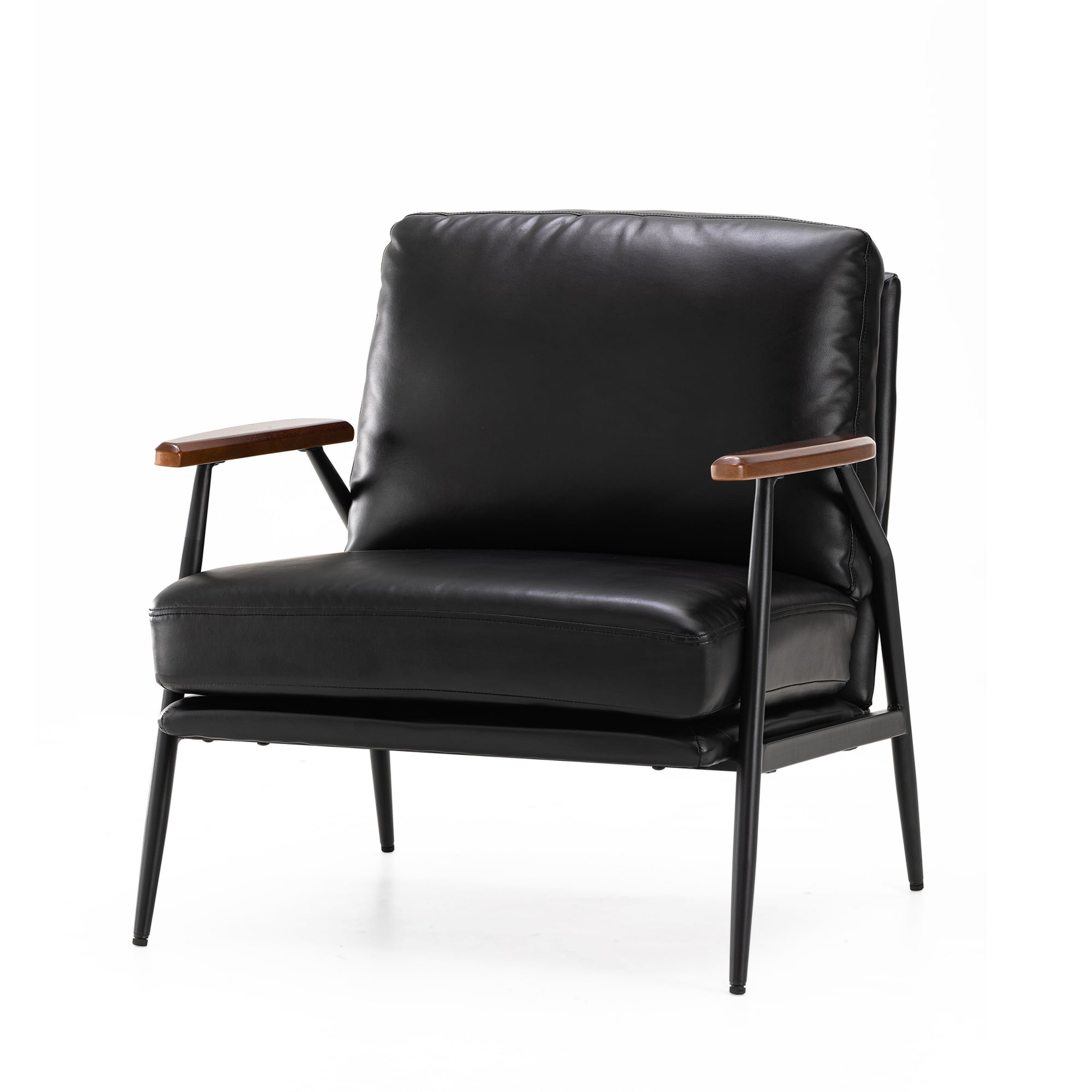 Glitzhome&#xAE; 28&#x22; Modern Black Faux Leather Accent Armchair