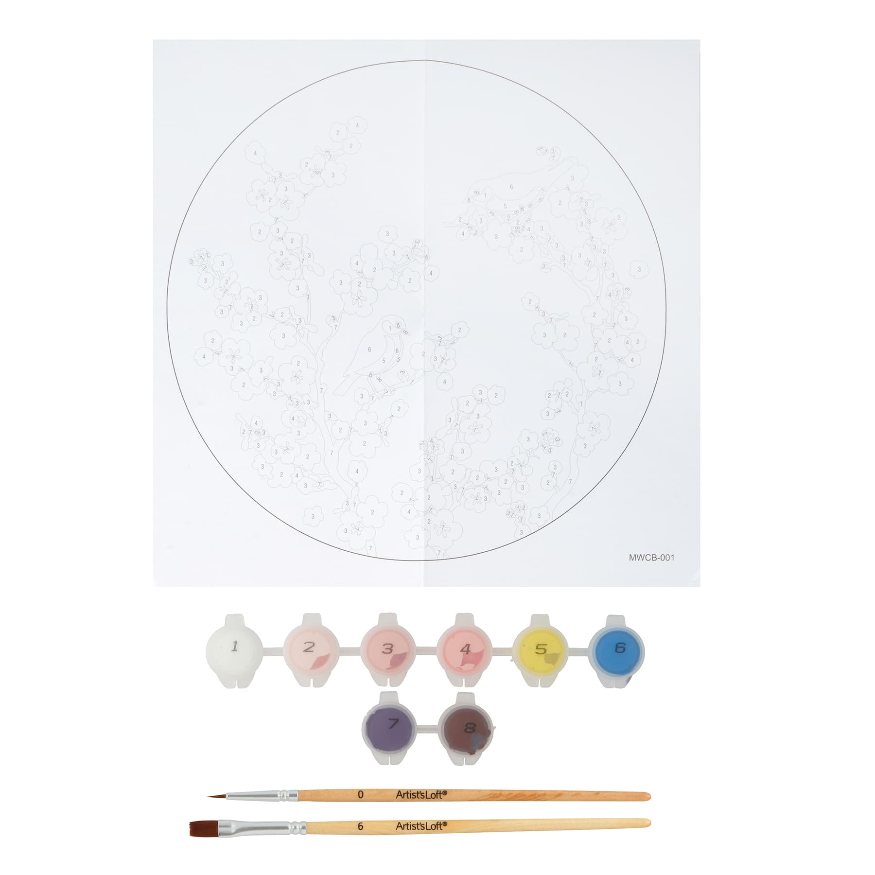 8" Cherry Blossom Paint-by-Number Plywood Surface Kit by Artist's Loft®