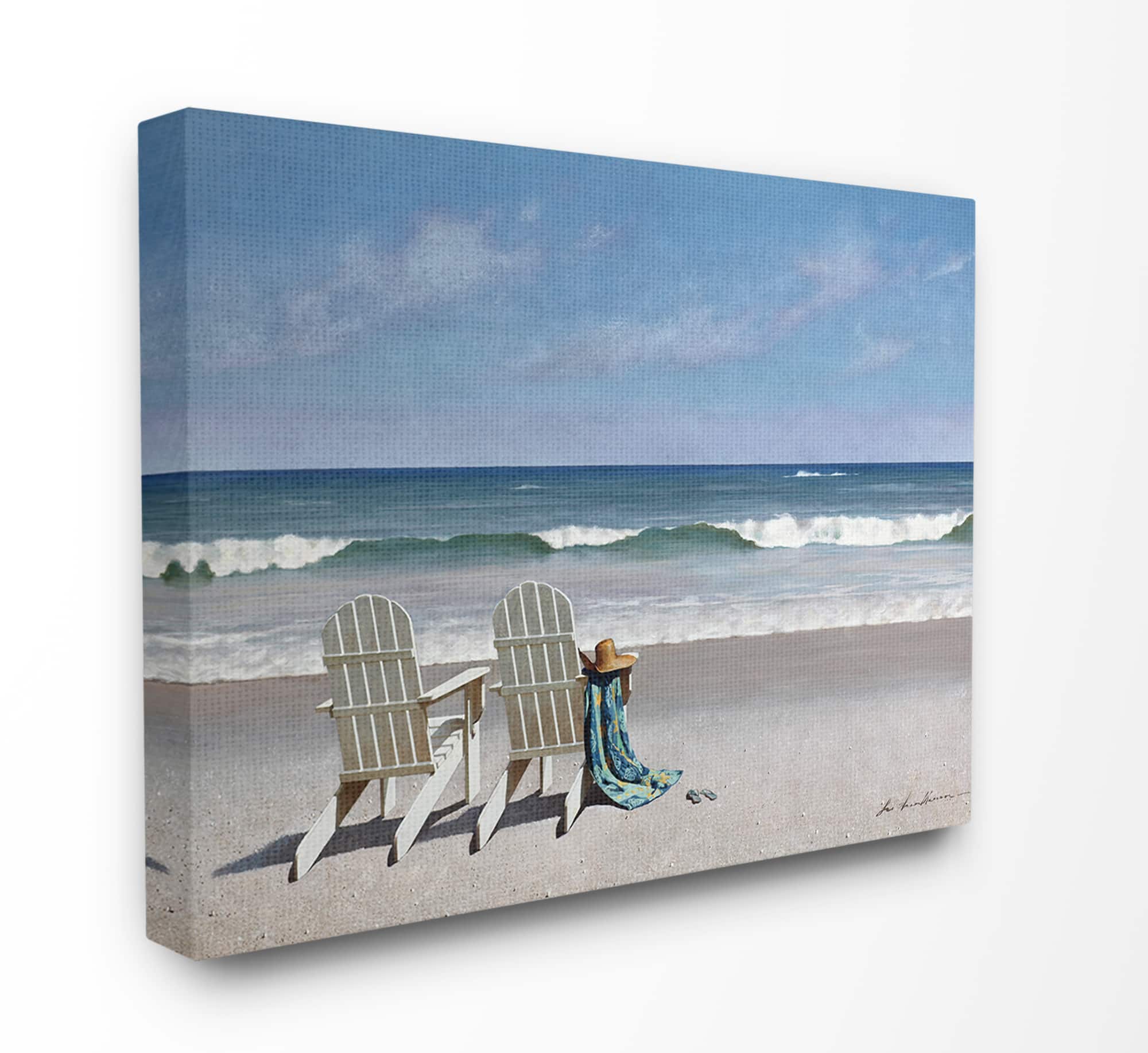Stupell Industries Adirondack Chairs on the Beach Canvas Wall Art