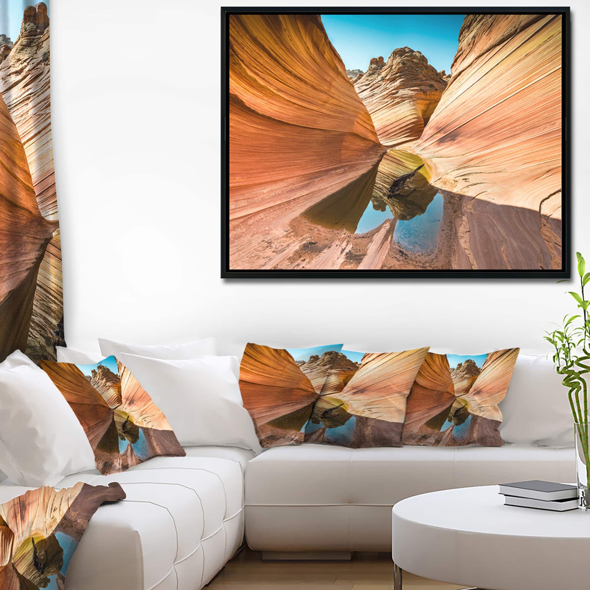 Designart - Water inside Arizona Wave - Landscape Photography Canvas Print in Black Frame
