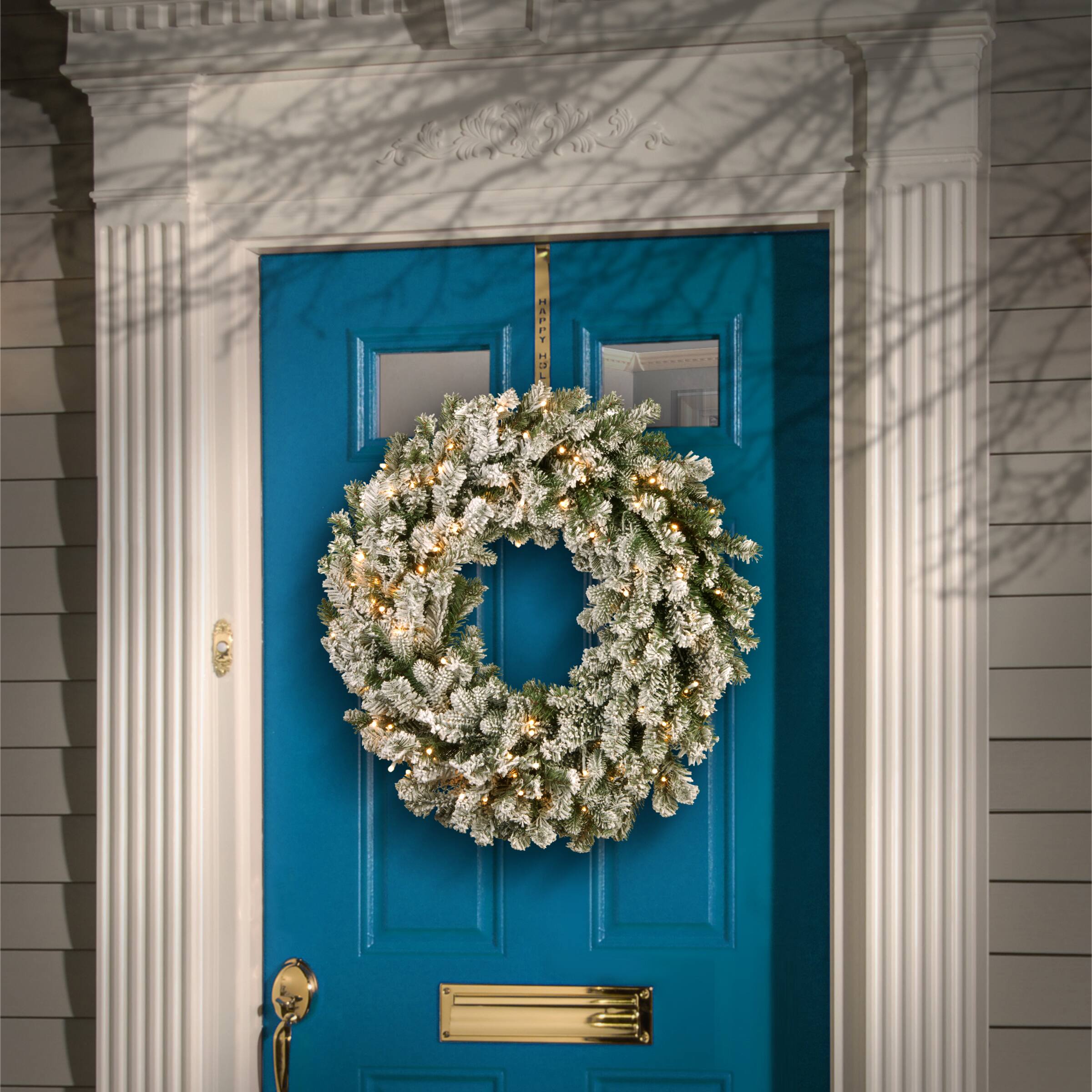 24" LED Snowy Sheffield Spruce Wreath