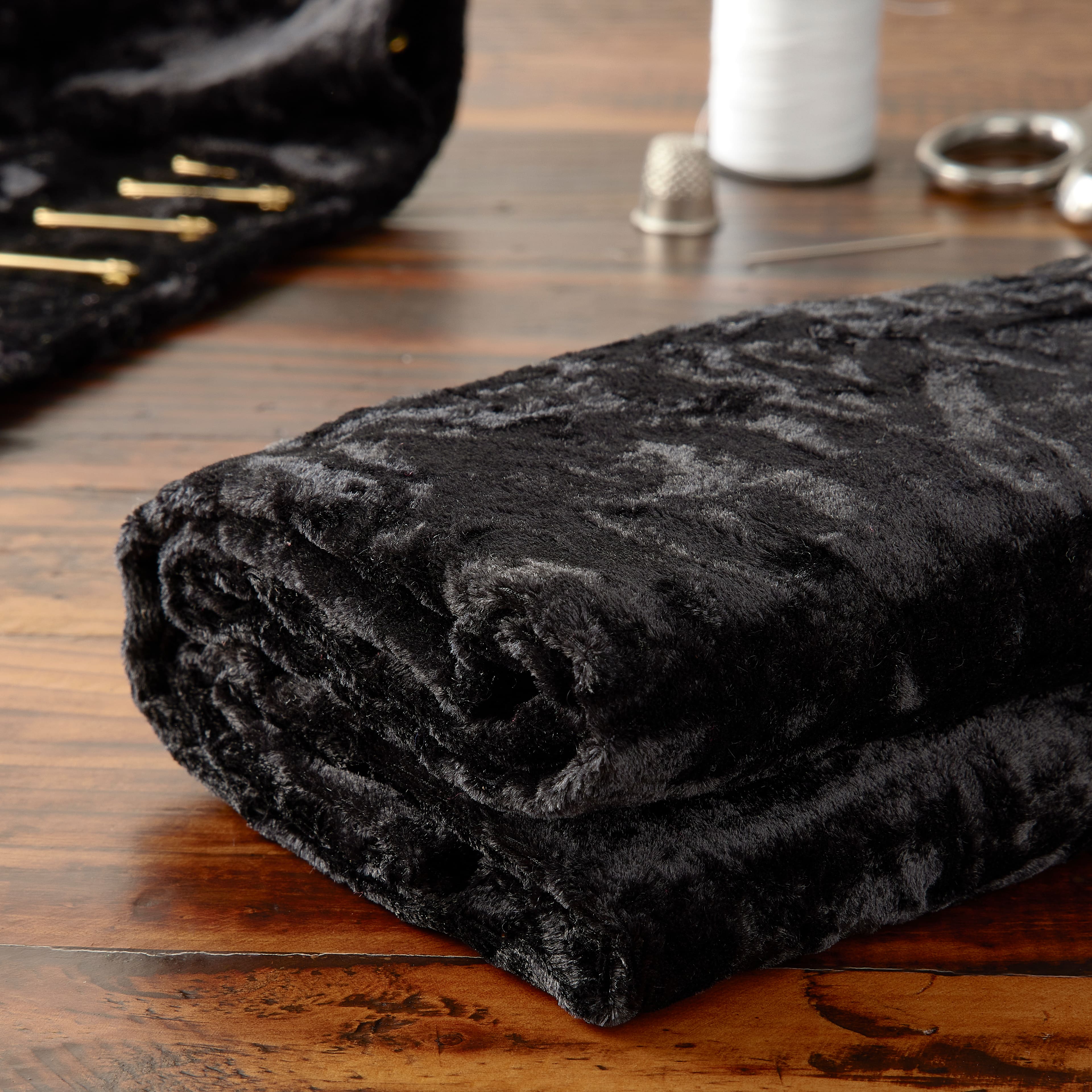 Black Crushed Velvet Fabric Bundle by Loops & Threads®