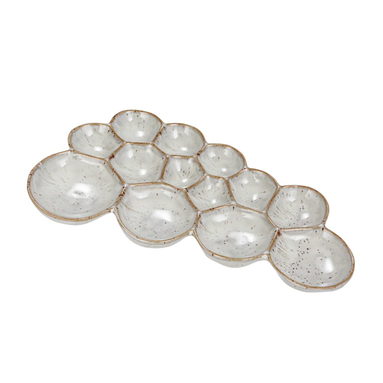 White Speckled 13-Section Stoneware Dish