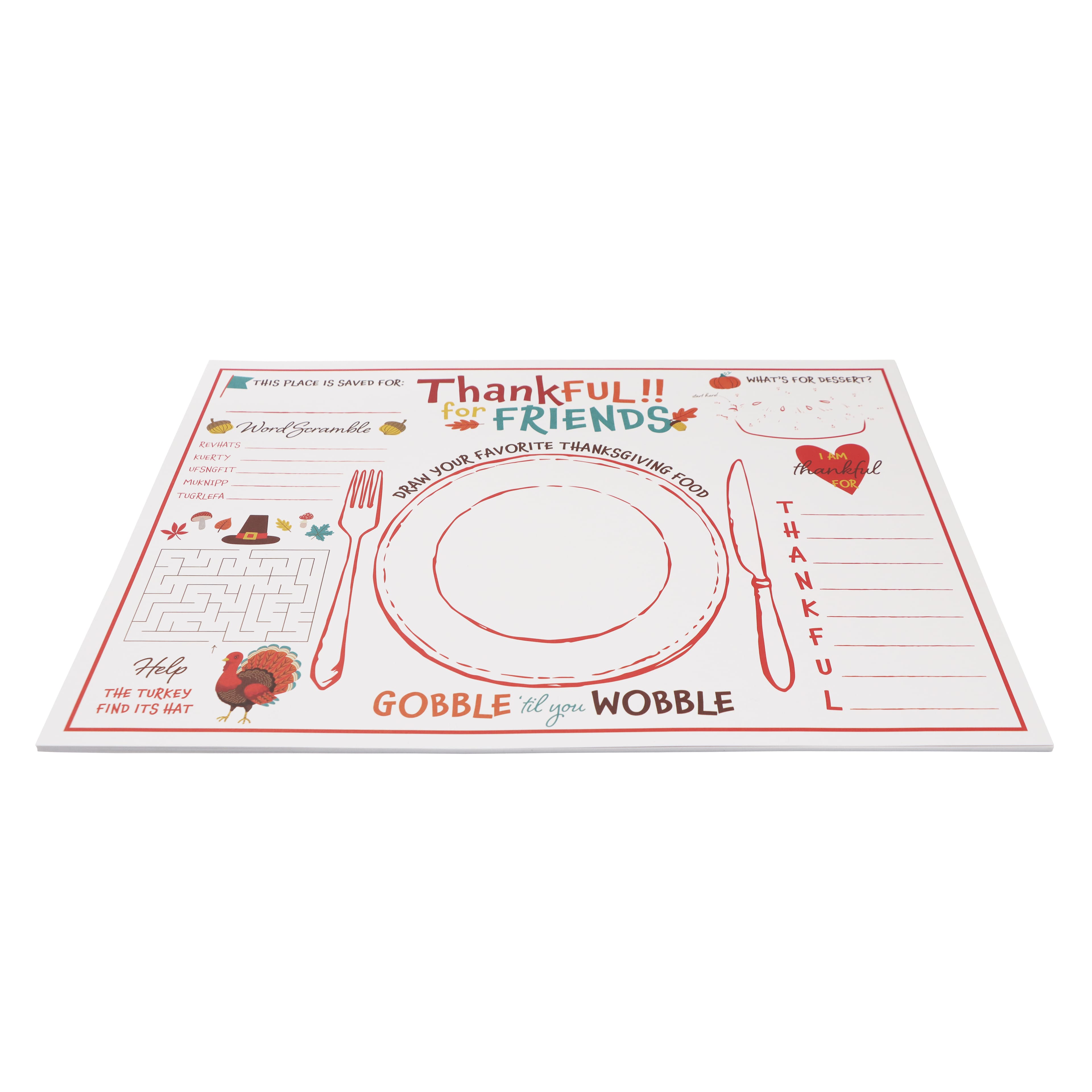 Thankful for Friends Color Your Own Placemats, 12ct. by Celebrate It&#x2122;