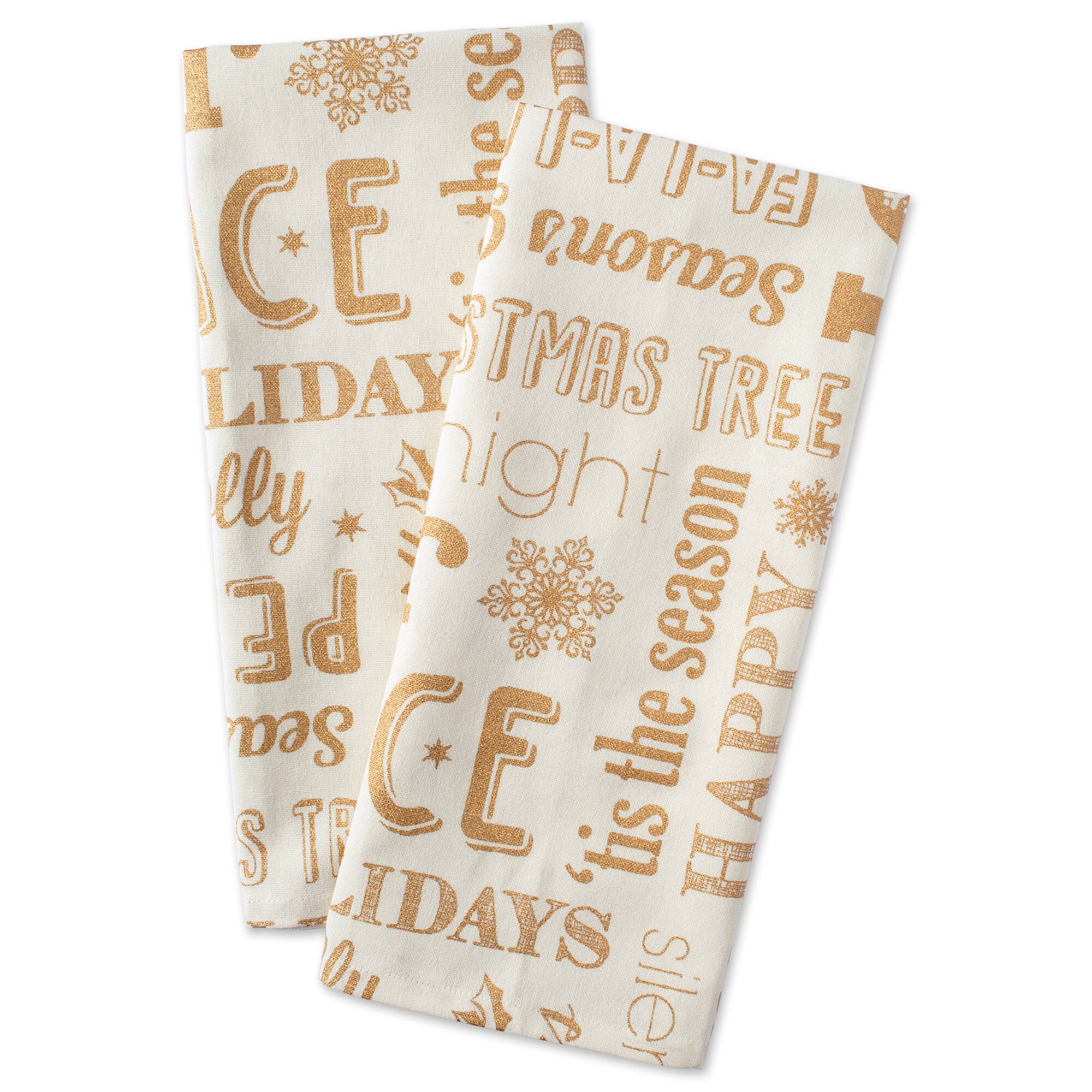 DII® Gold Christmas Collage Dishtowel Set