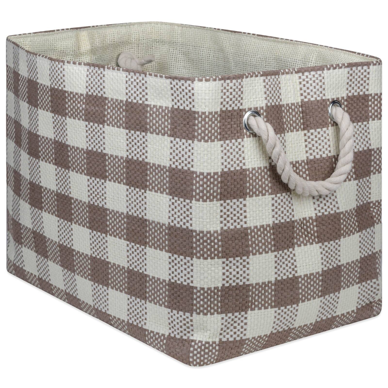 DII® Large Stone Checked Rectangle Woven Paper Basket