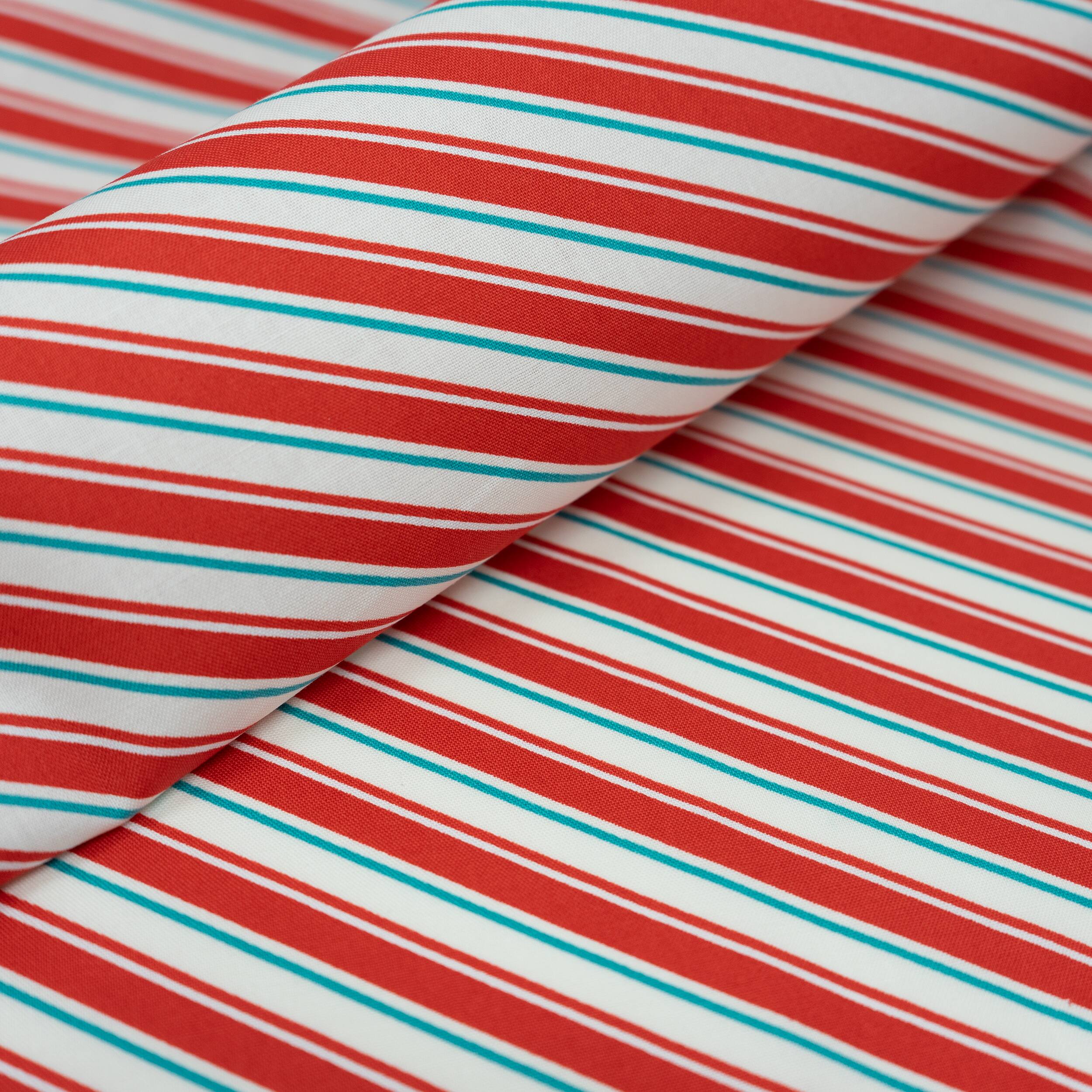 SINGER Christmas Diagonal Stripe Cotton Fabric