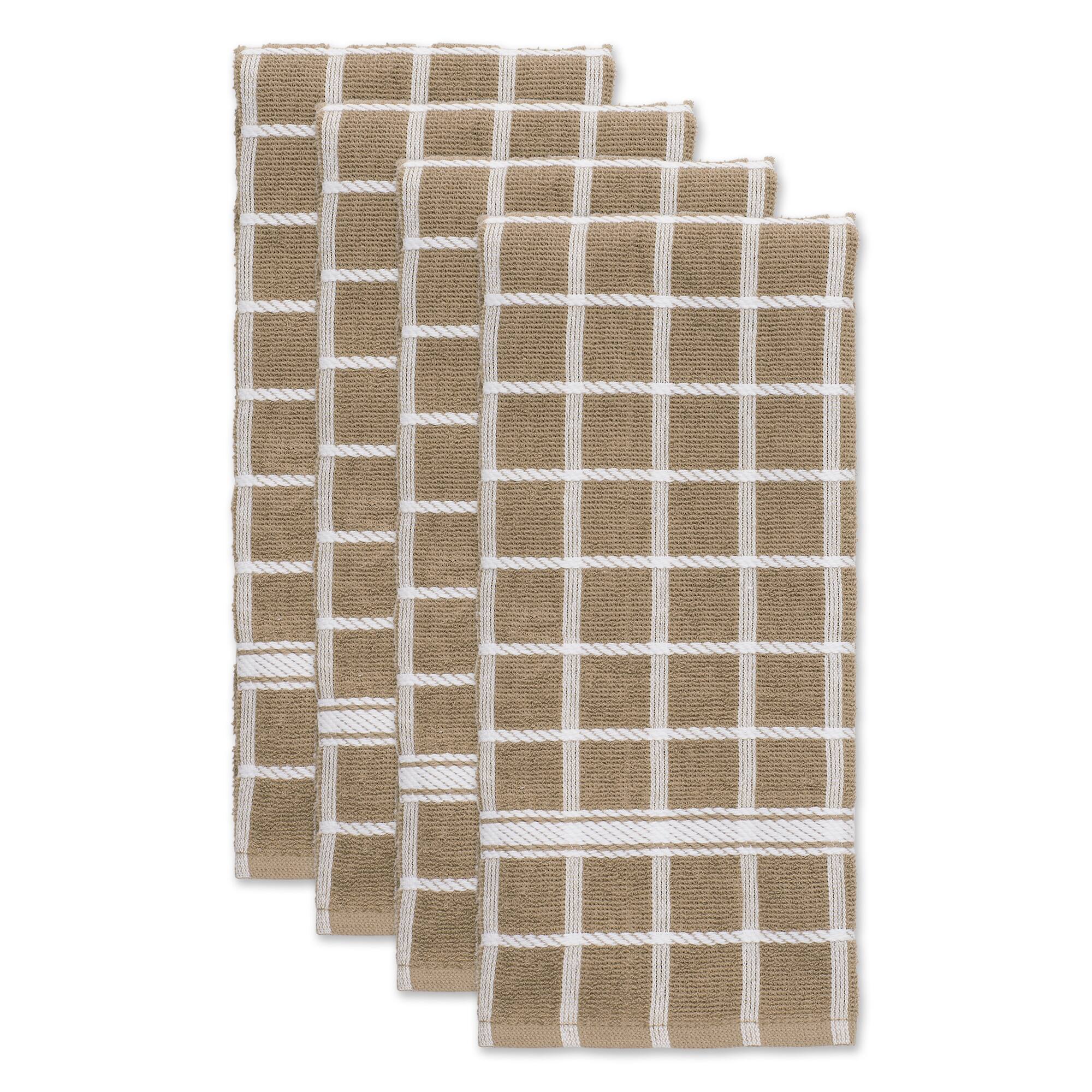 DII® Solid Windowpane Terry Dishtowels, 4ct.