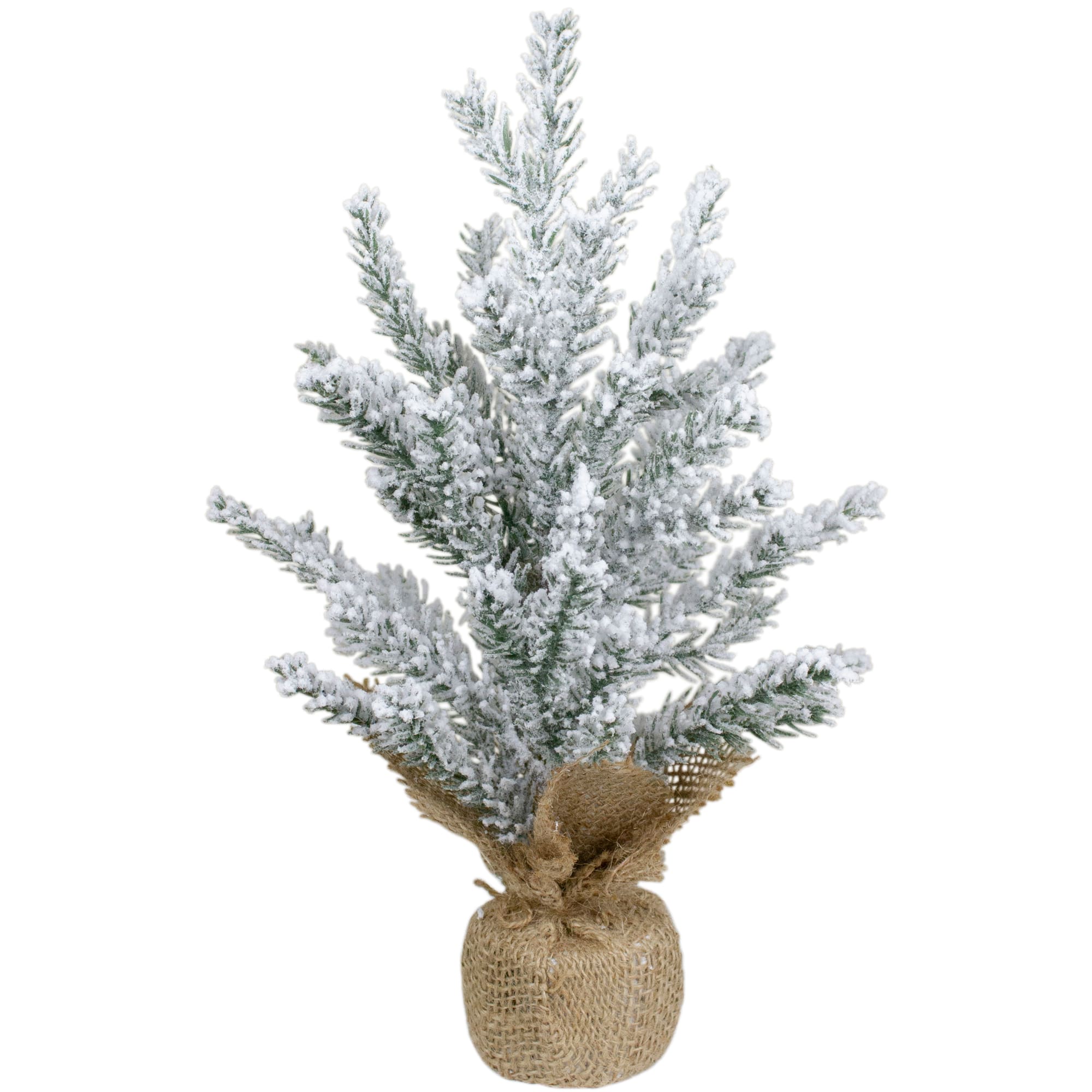 12" Unlit Flocked Mini Pine Artificial Christmas Tree with Jute Base