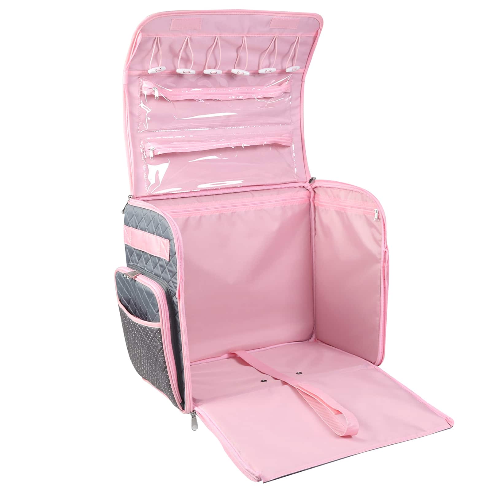 Everything Mary Pink &#x26; Gray Collapsible Deluxe Sewing Storage Case